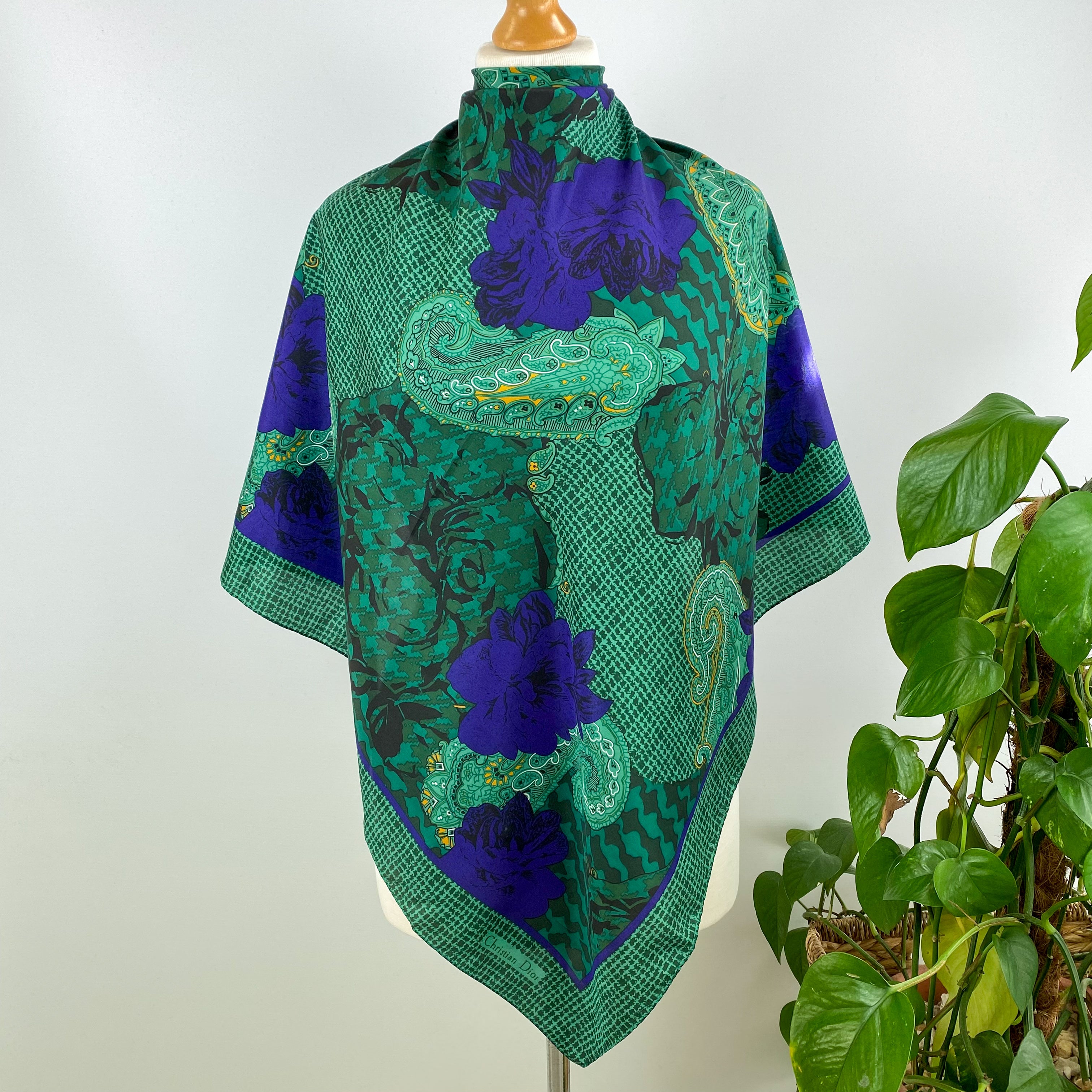 Christian Dior Abstract Floral Vintage Silk Scarf