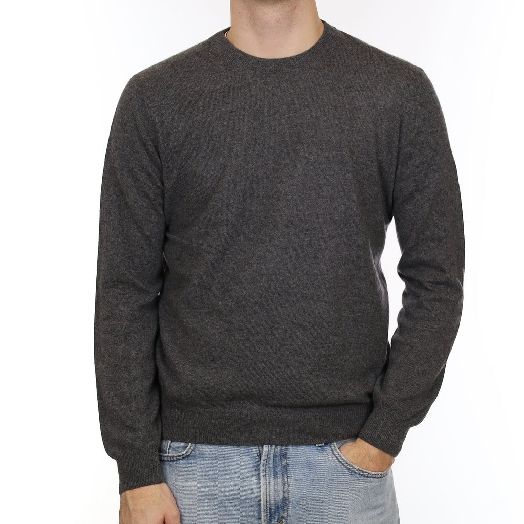 Men's Italian Slate Grey Cashmere Crew Neck Jumper Medium