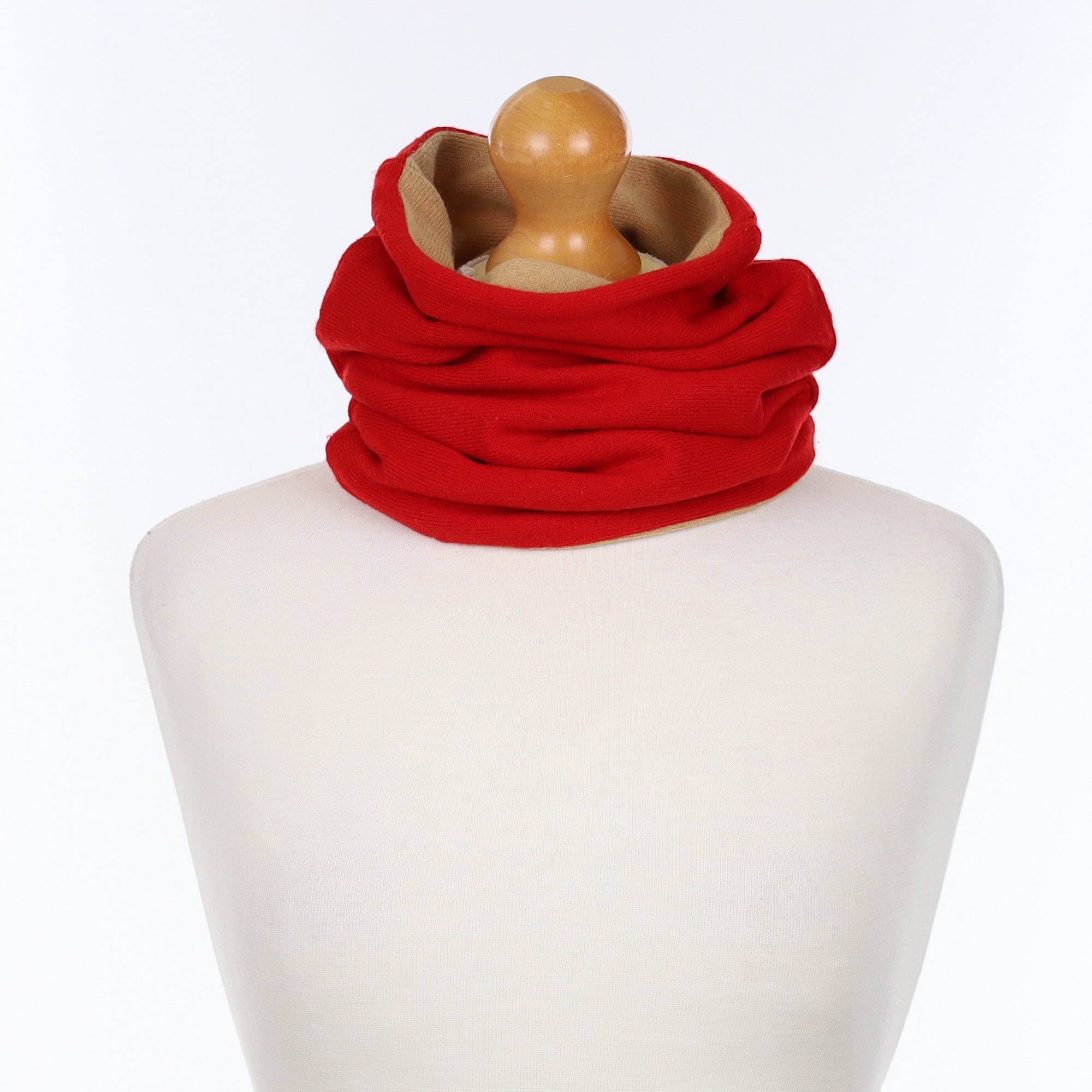Scarlet Red and Caramel Luxury Double Layered Snood
