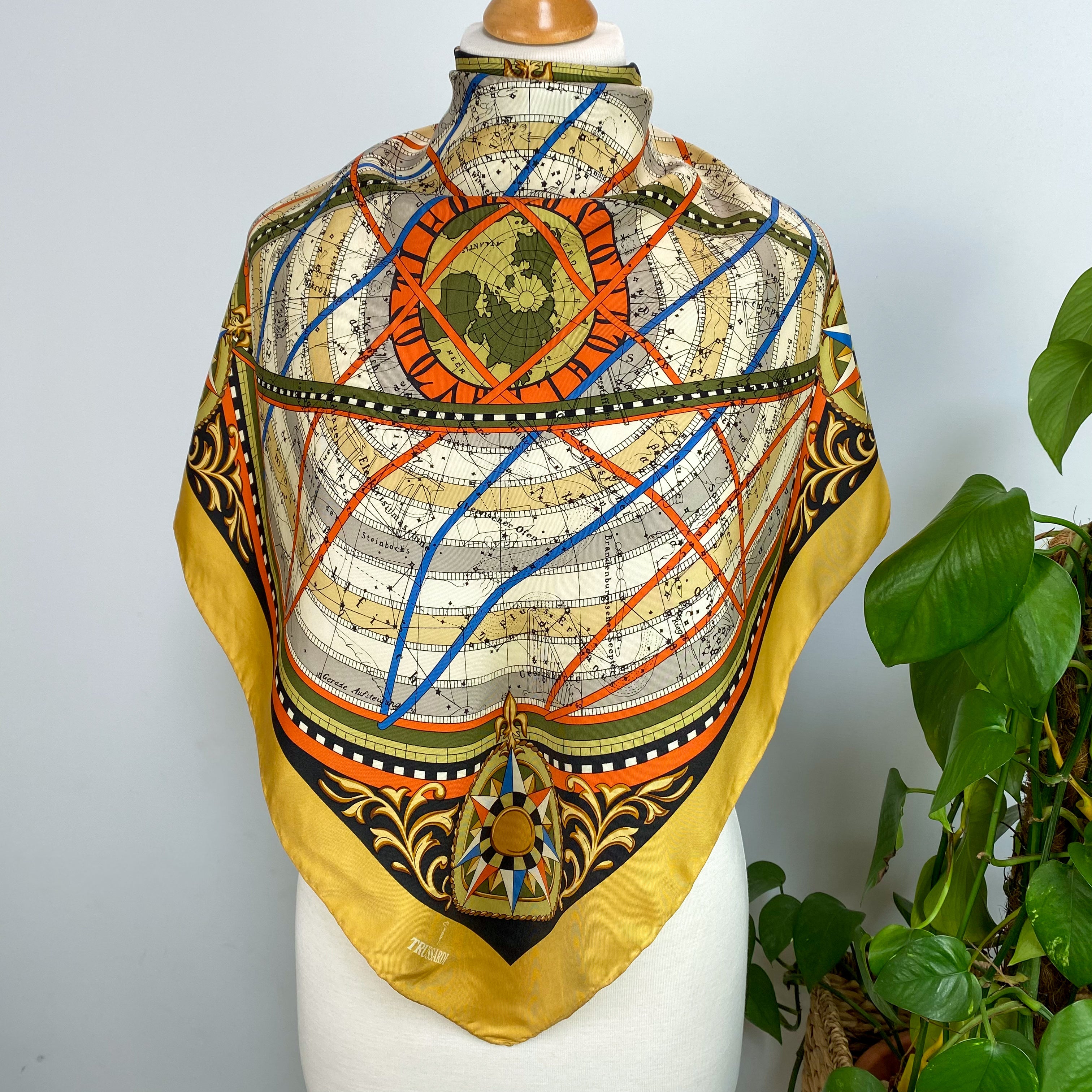 Trussardi Navigation Theme Silk Scarf