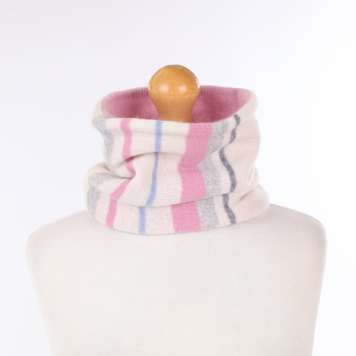 Ivory and Mauve Striped Luxury Double Layered Snood