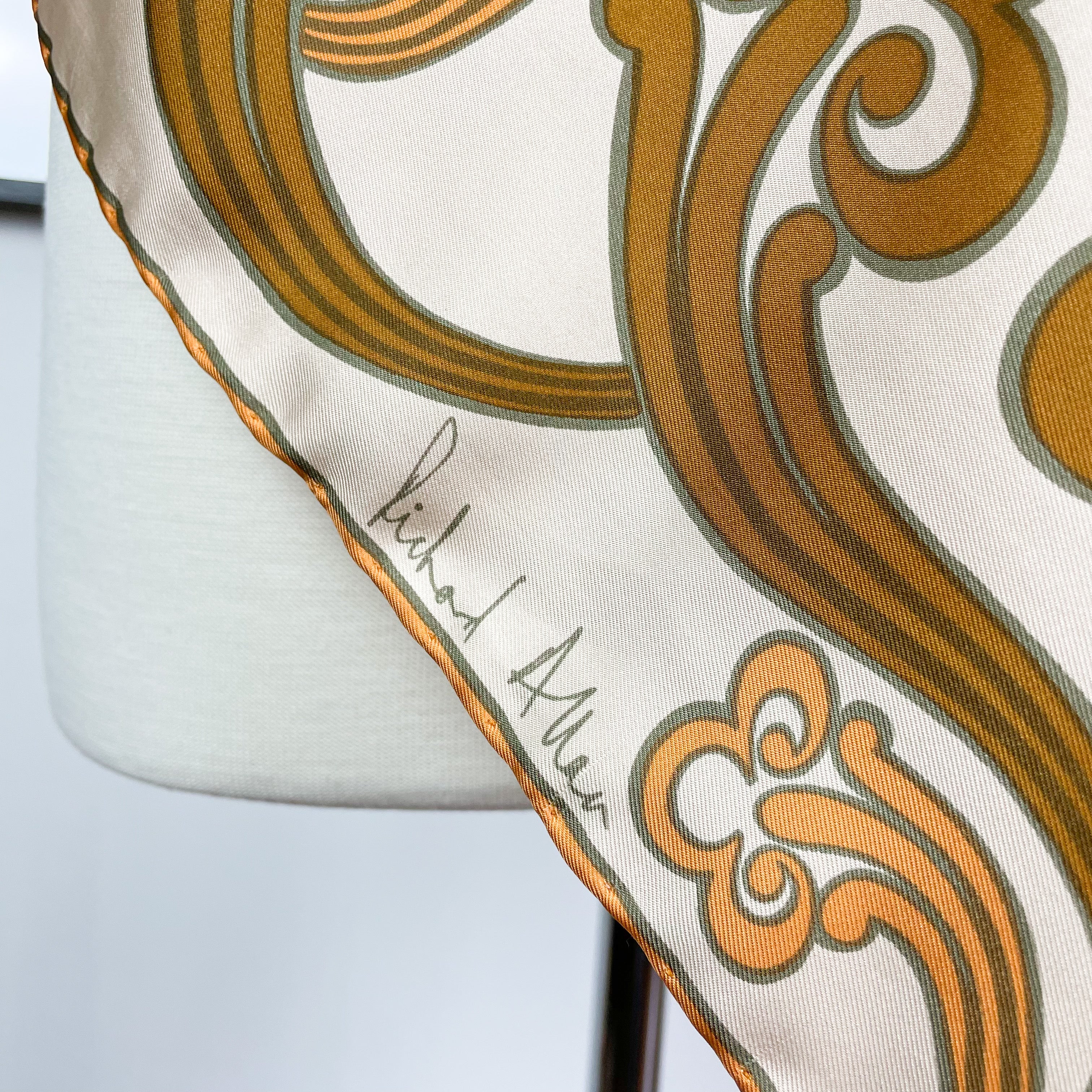 1970s Richard Allan Abstract Vintage Silk Scarf