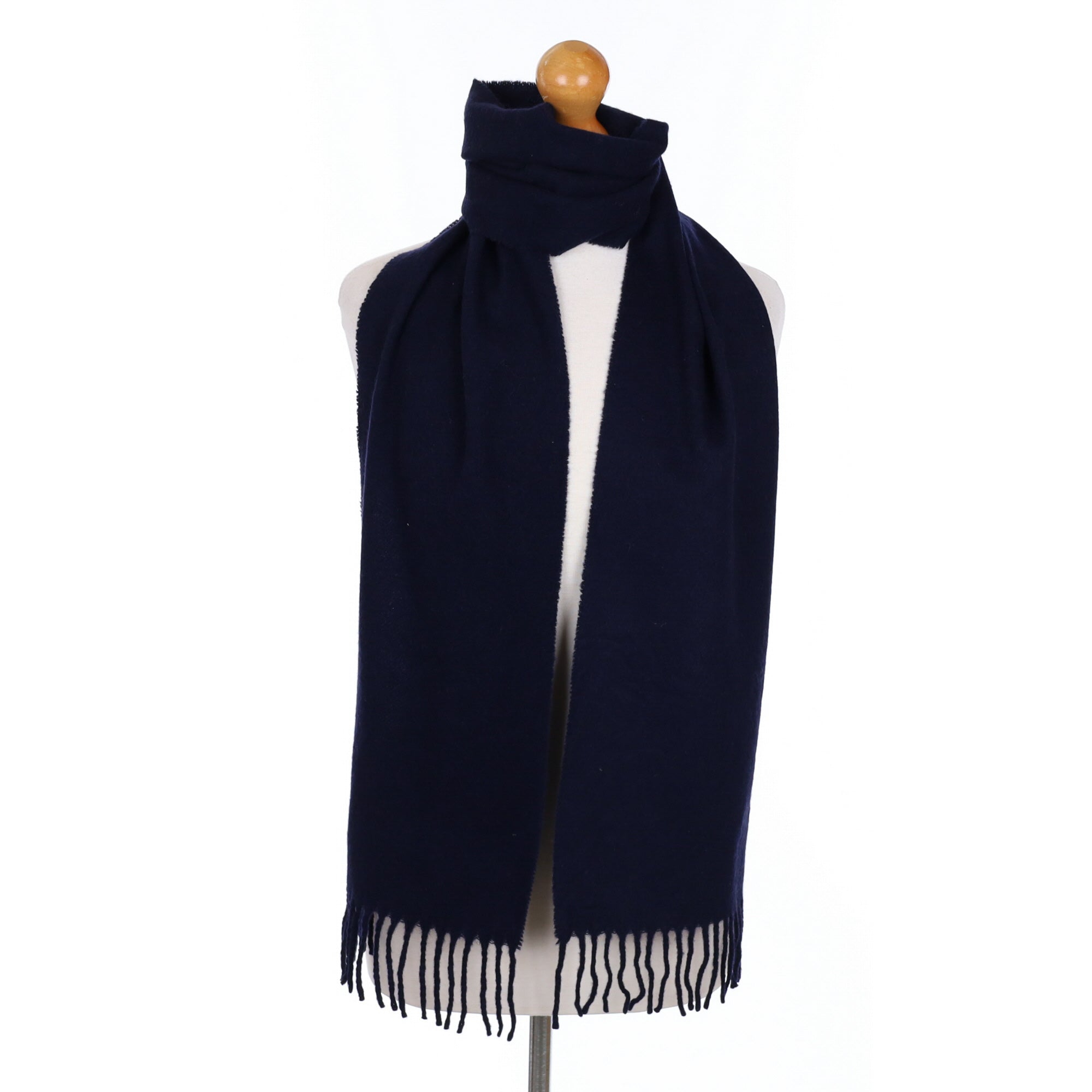 Navy Blue Cashmere Tasseled Woven Scarf