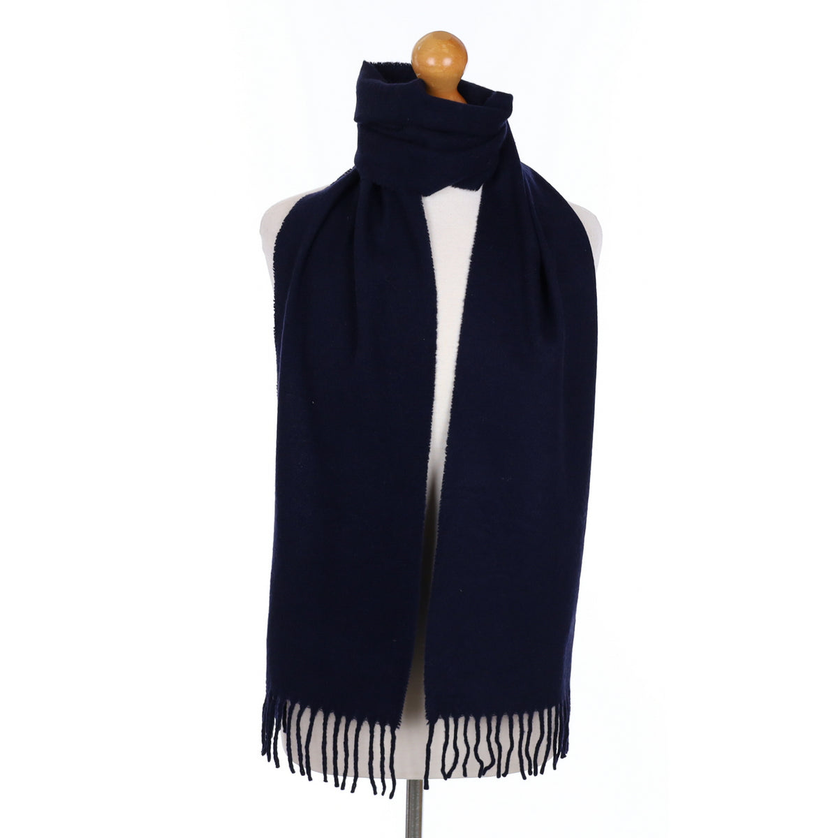 Navy Blue Cashmere Tasseled Woven Scarf
