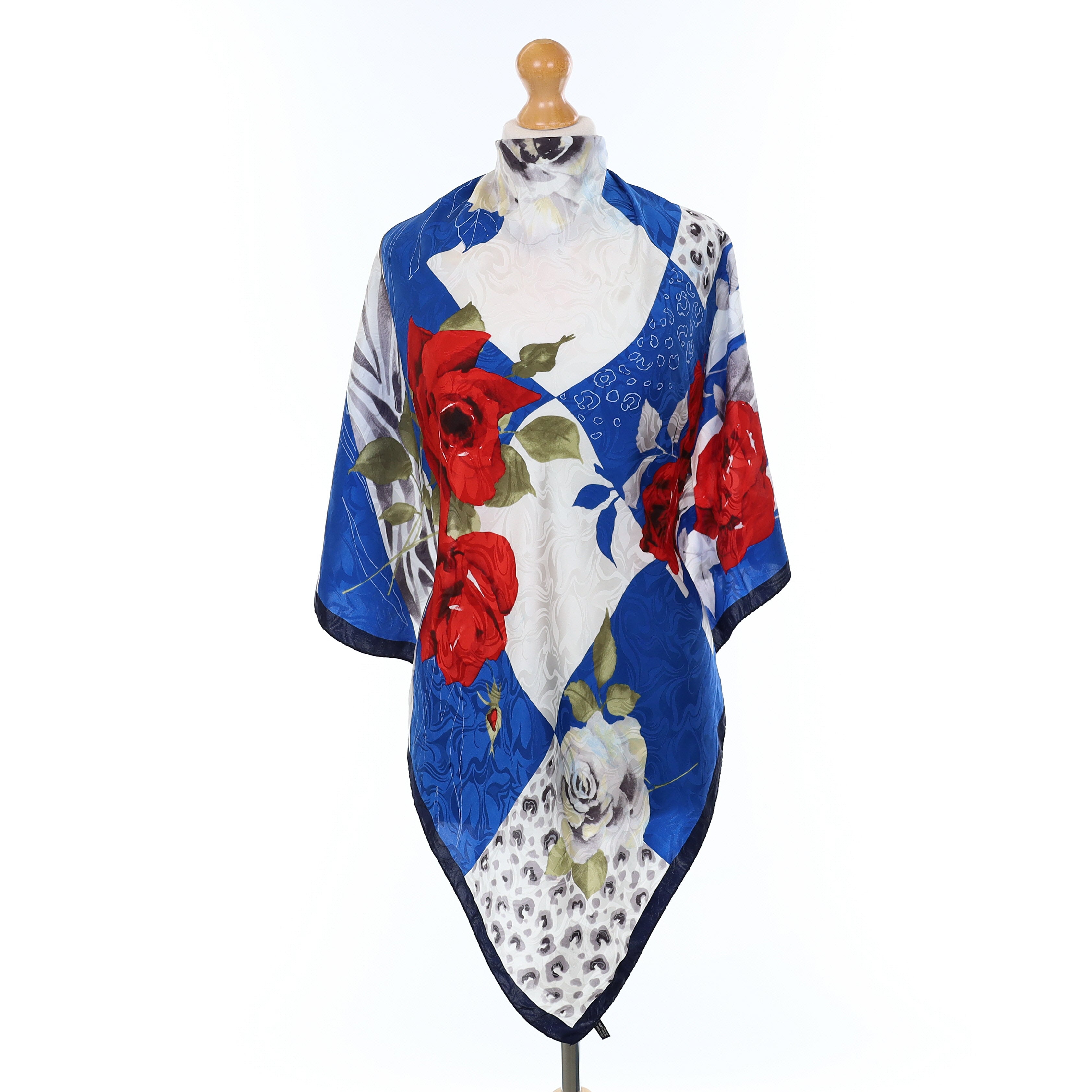 Blue and Red Silk Scarf