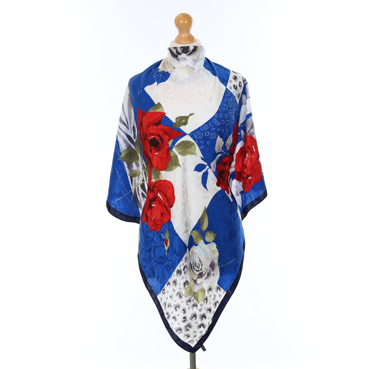Blue and Red Silk Scarf