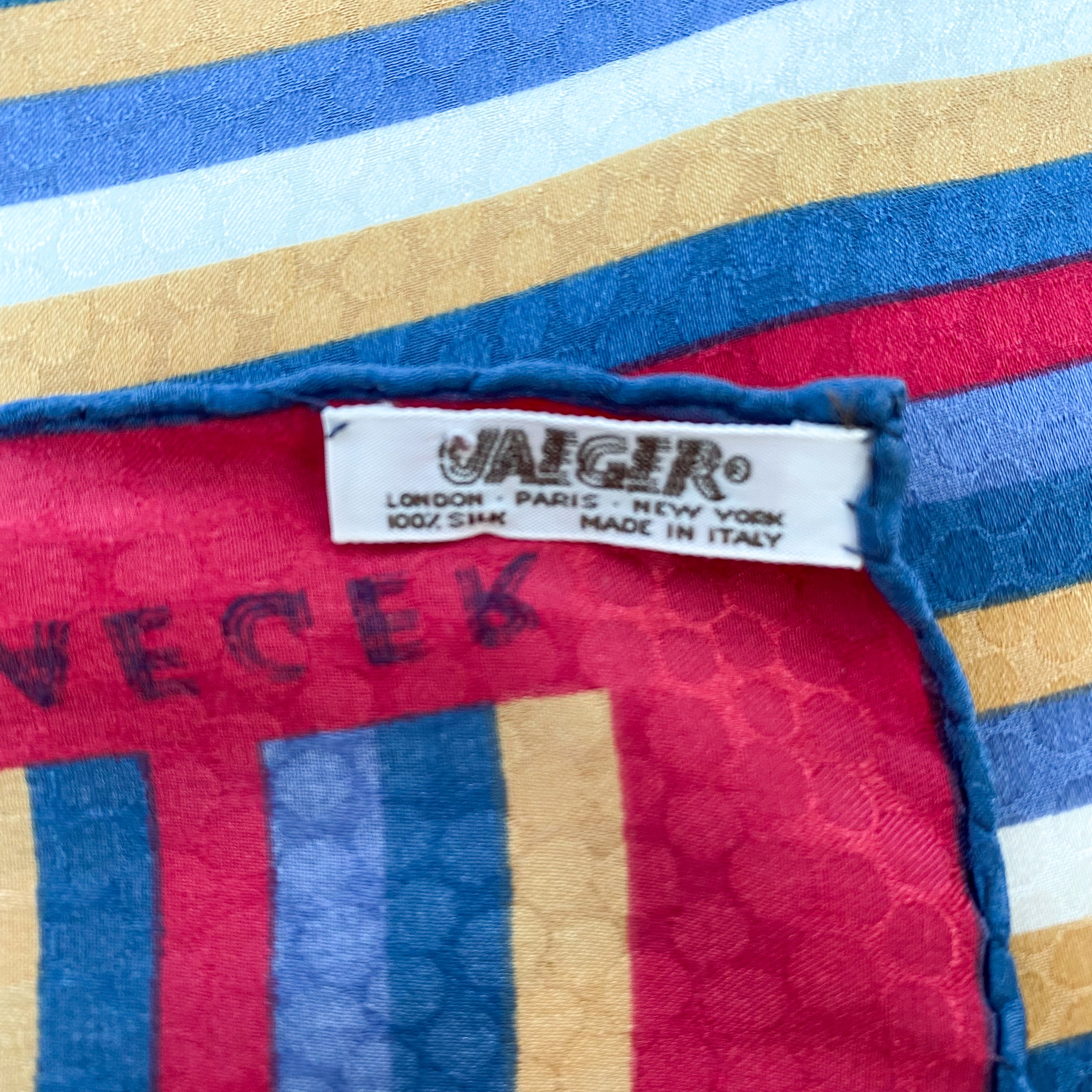 Striped Jaeger Vintage Silk Scarf