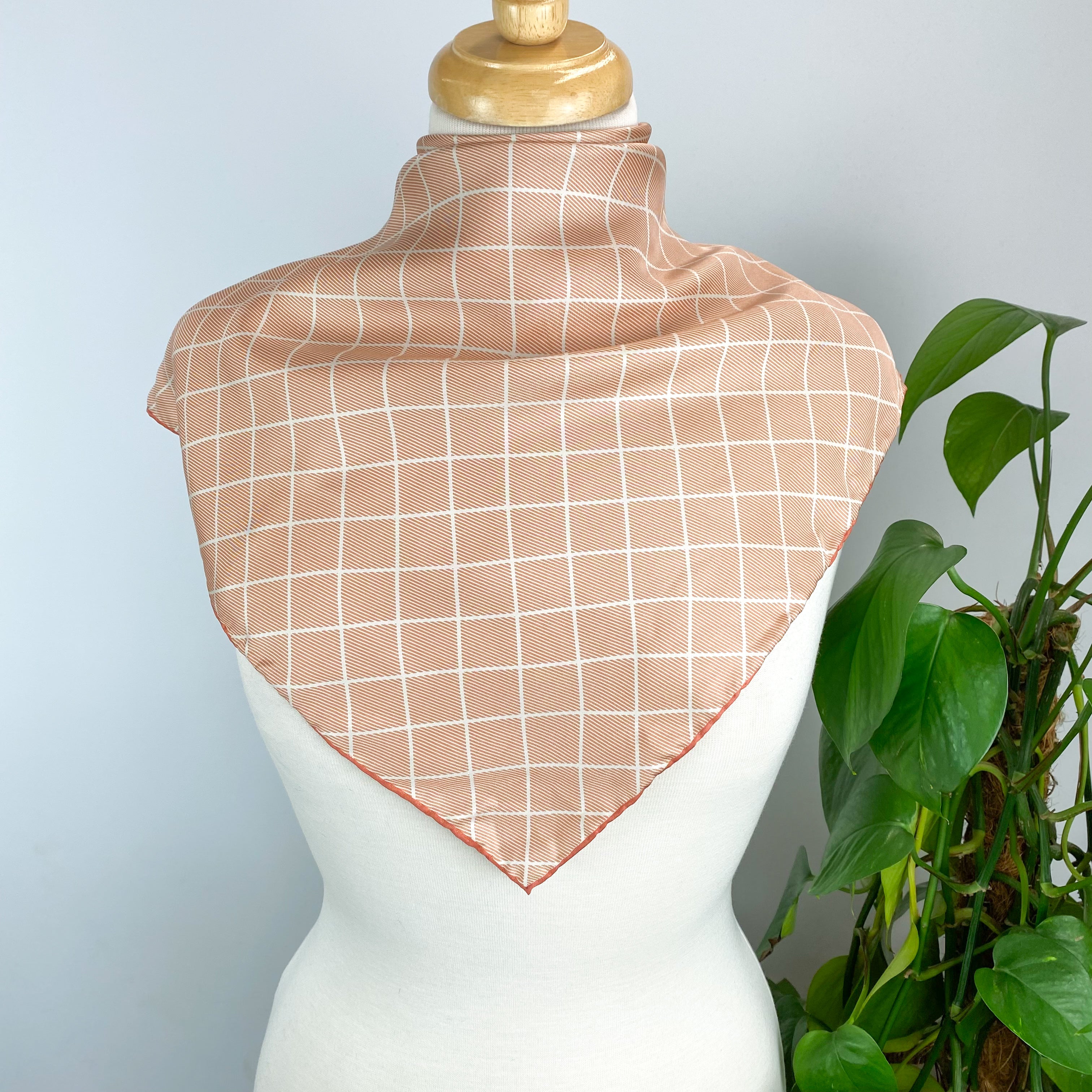 Apricot Geometric Silk Scarf