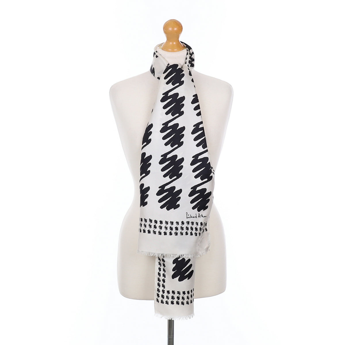 1980’s Richard Allan Monochrome Vintage Silk Scarf