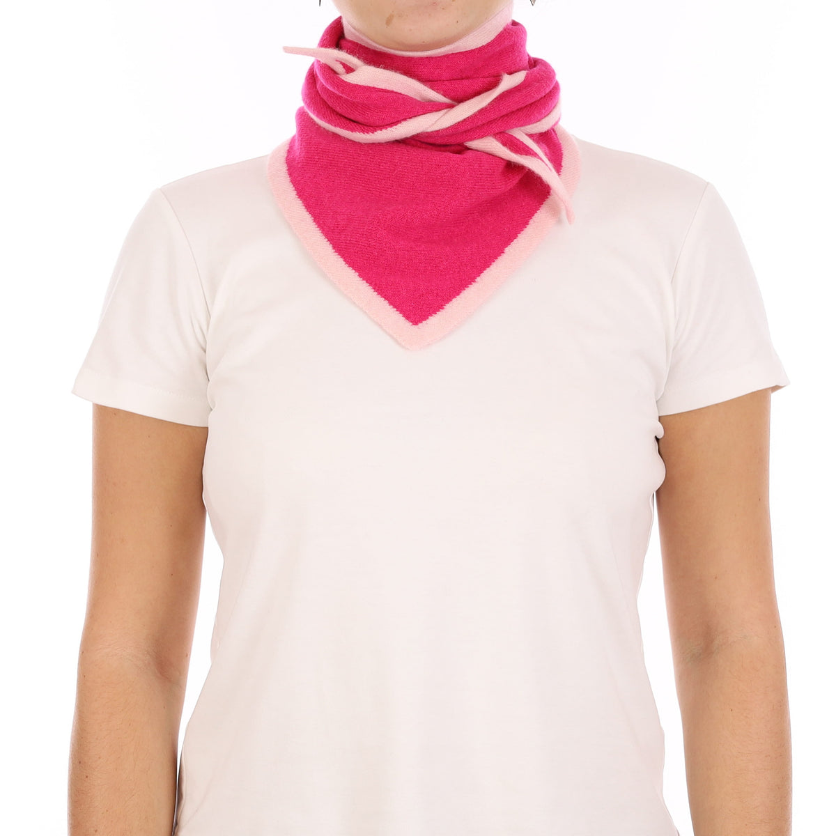 Brand New Hot and Ice Pink Recycled Cashmere Triangle Scarf