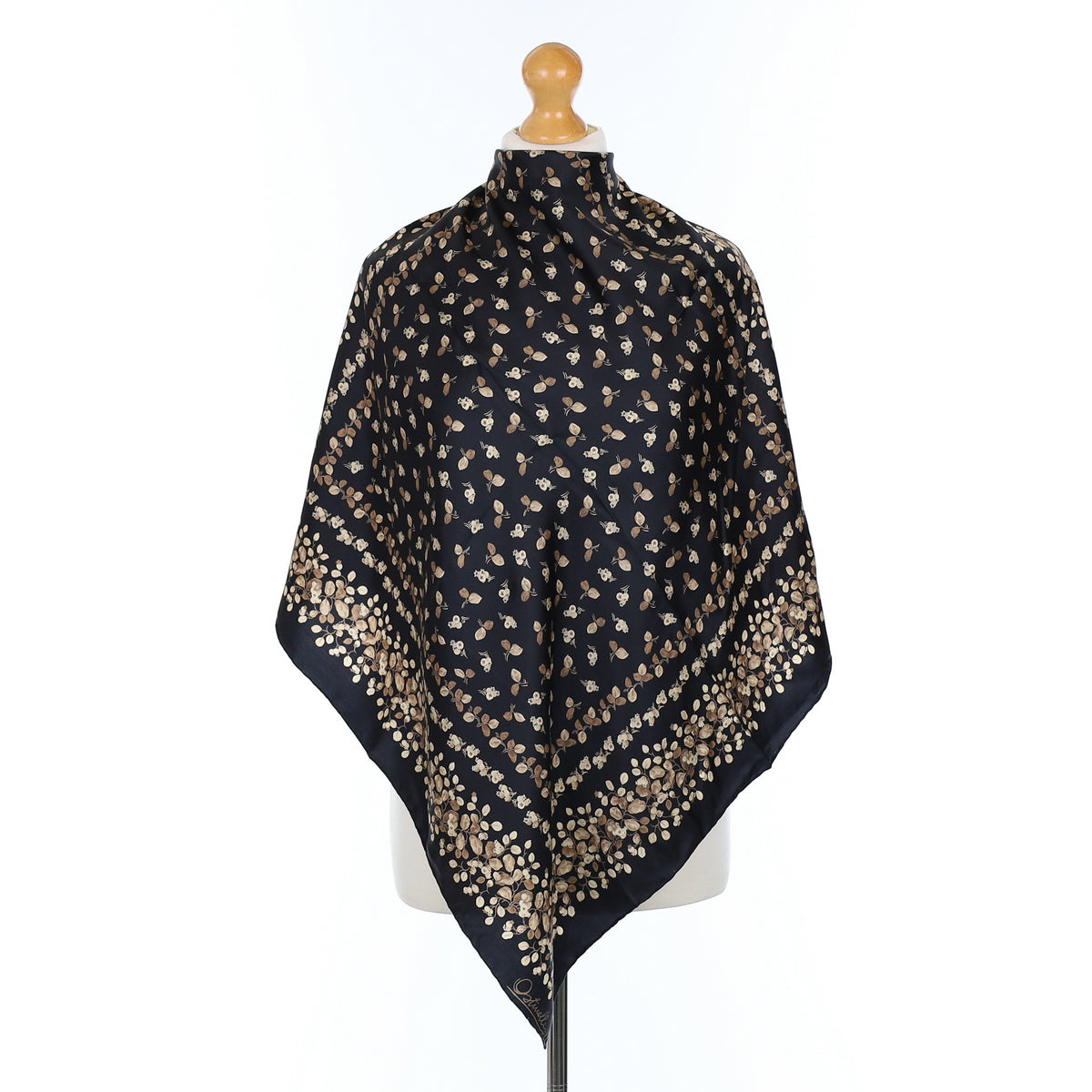 Immaculate Ostinelli Black Patterned Vintage Silk Scarf