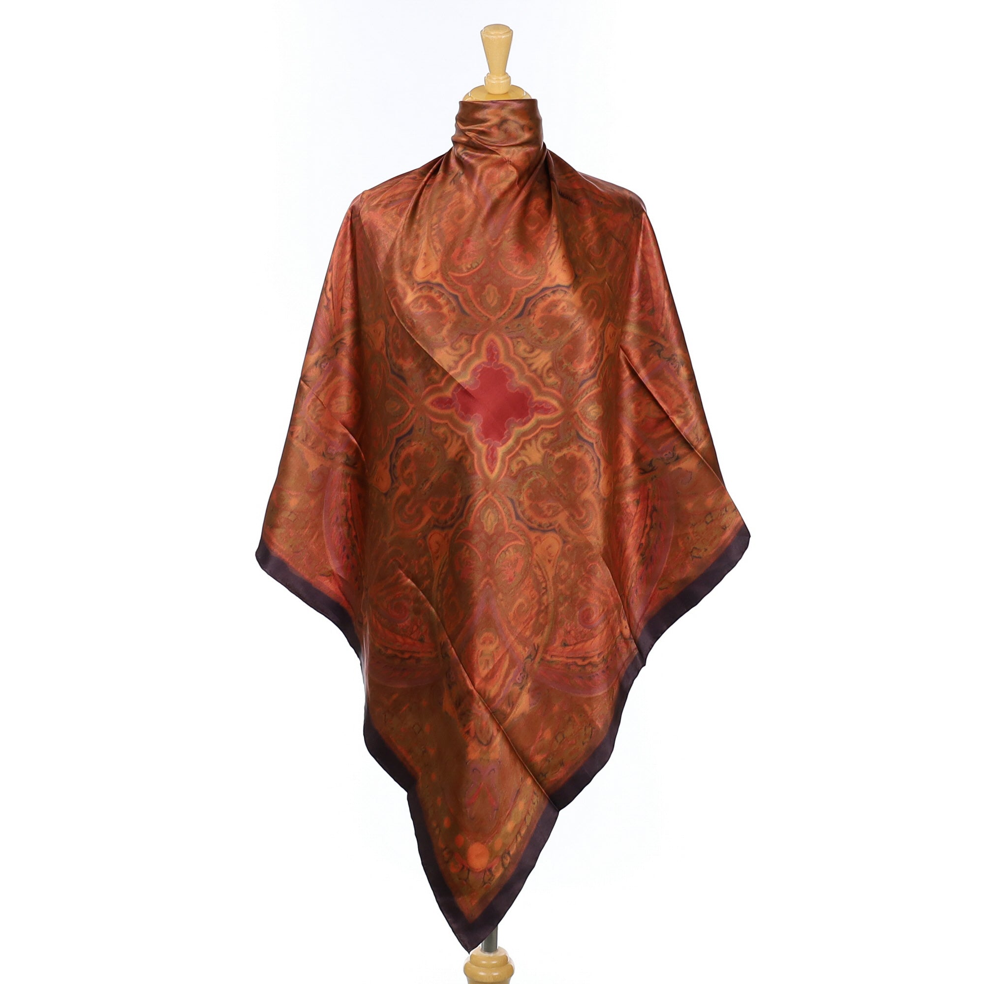 Jim Thompson Rich Satin Brown Silk Scarf