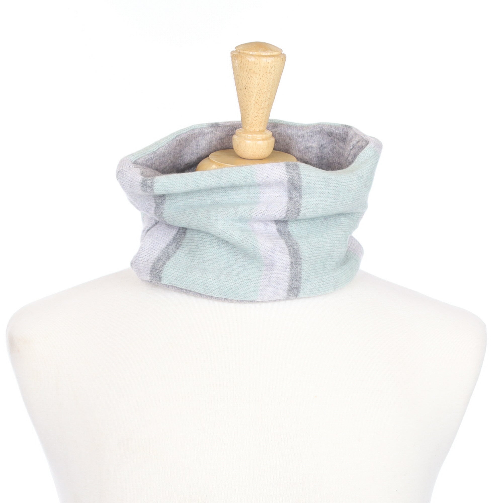 Pale Green and Grey Stripe Neck Warmer