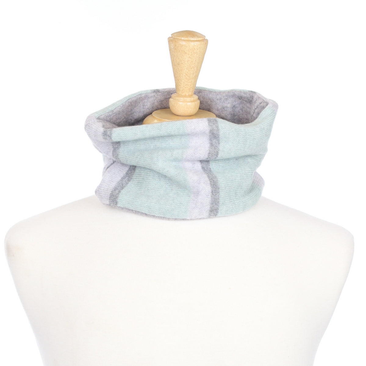 Pale Green and Grey Stripe Neck Warmer