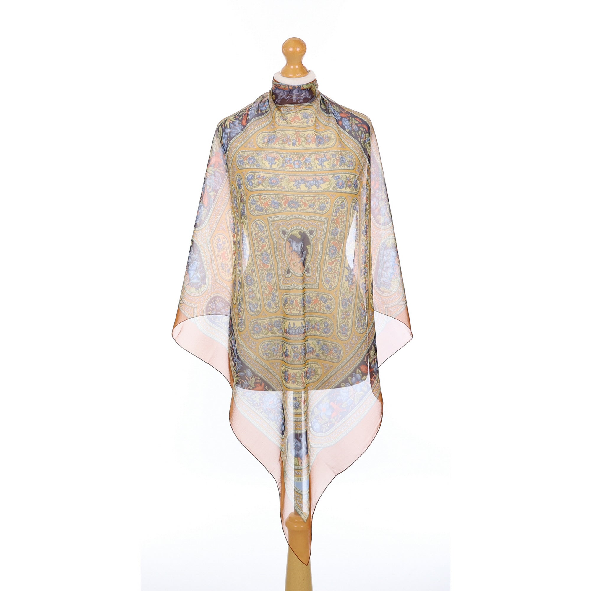 Pristine Hermès Qalamdan Mousseline Silk Scarf