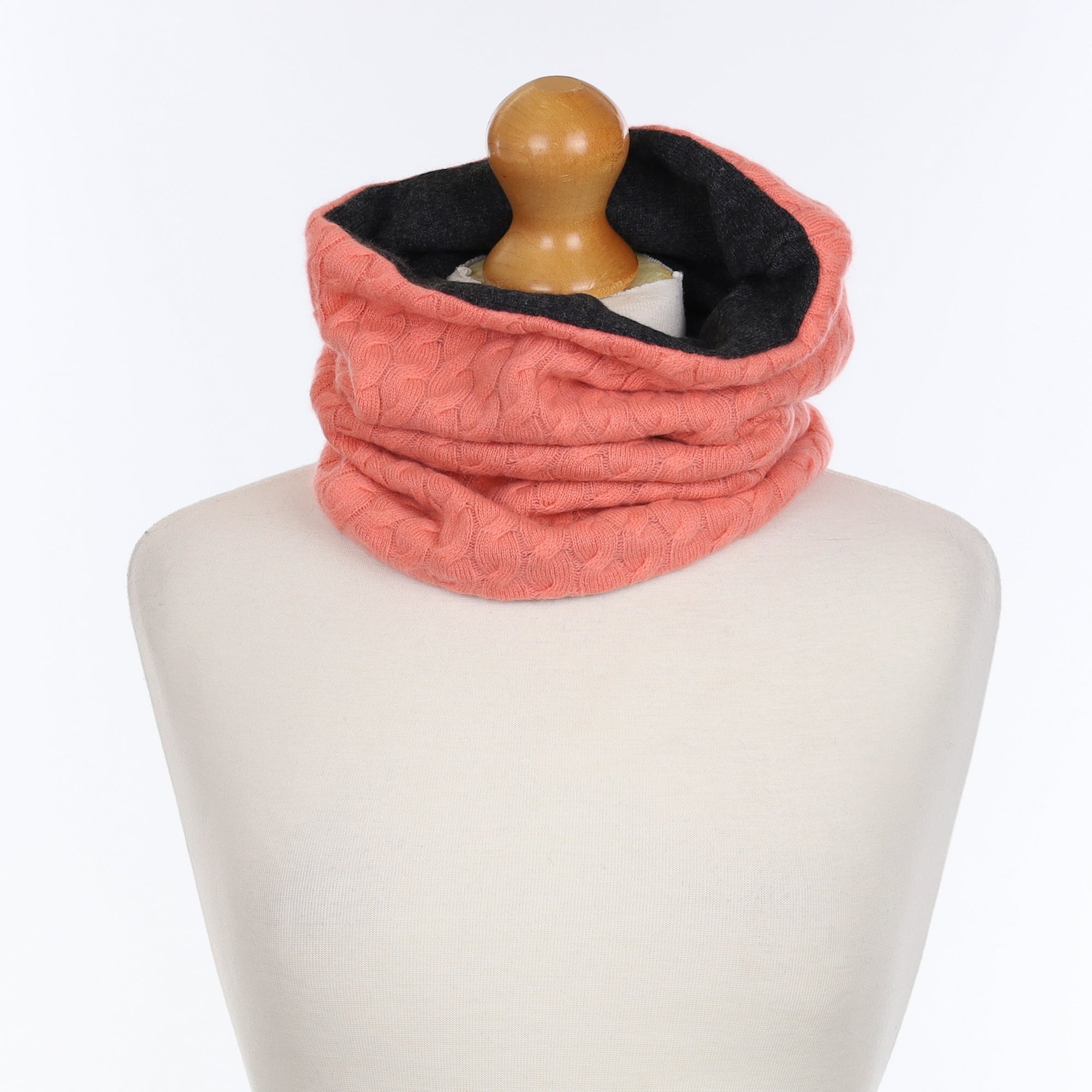 Coral Cable and Graphite Luxury Double Layered Snood