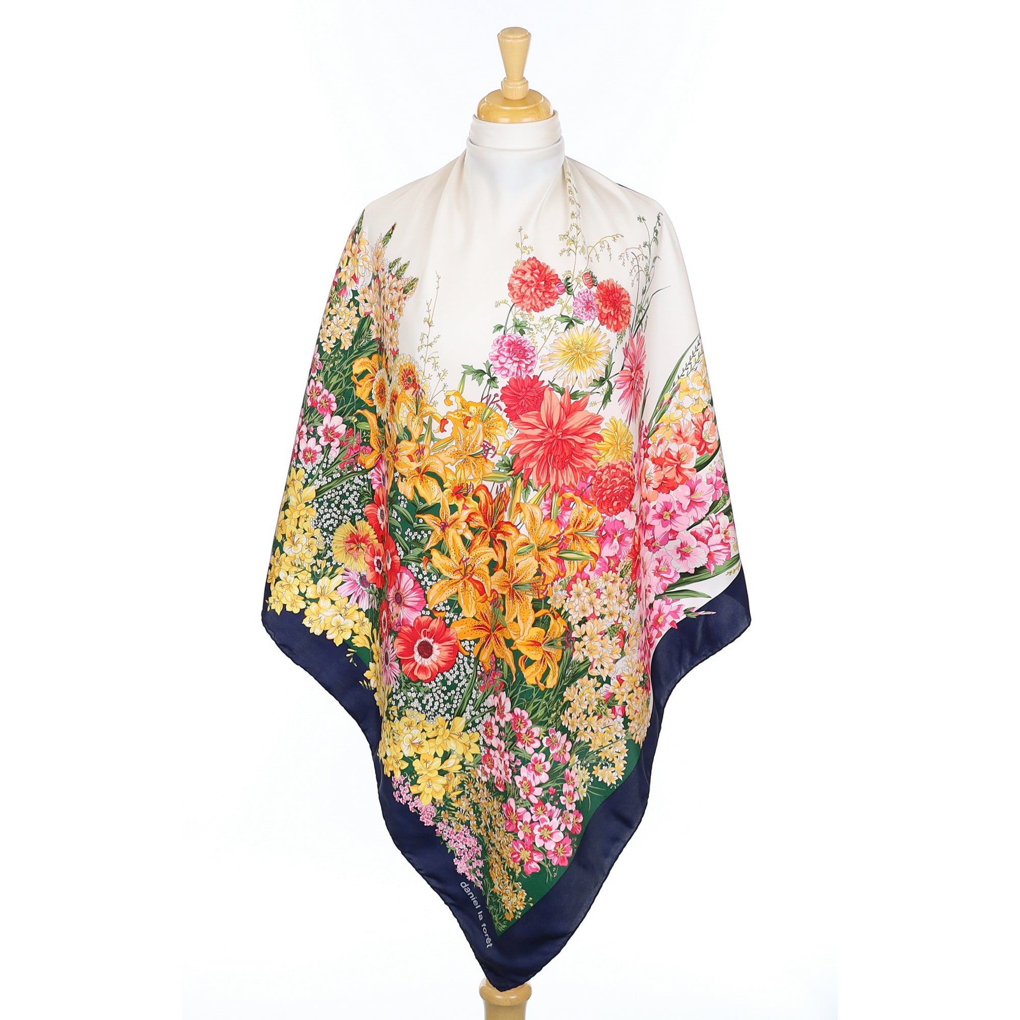 Daniel la Forêt Colourful Floral Silk Scarf