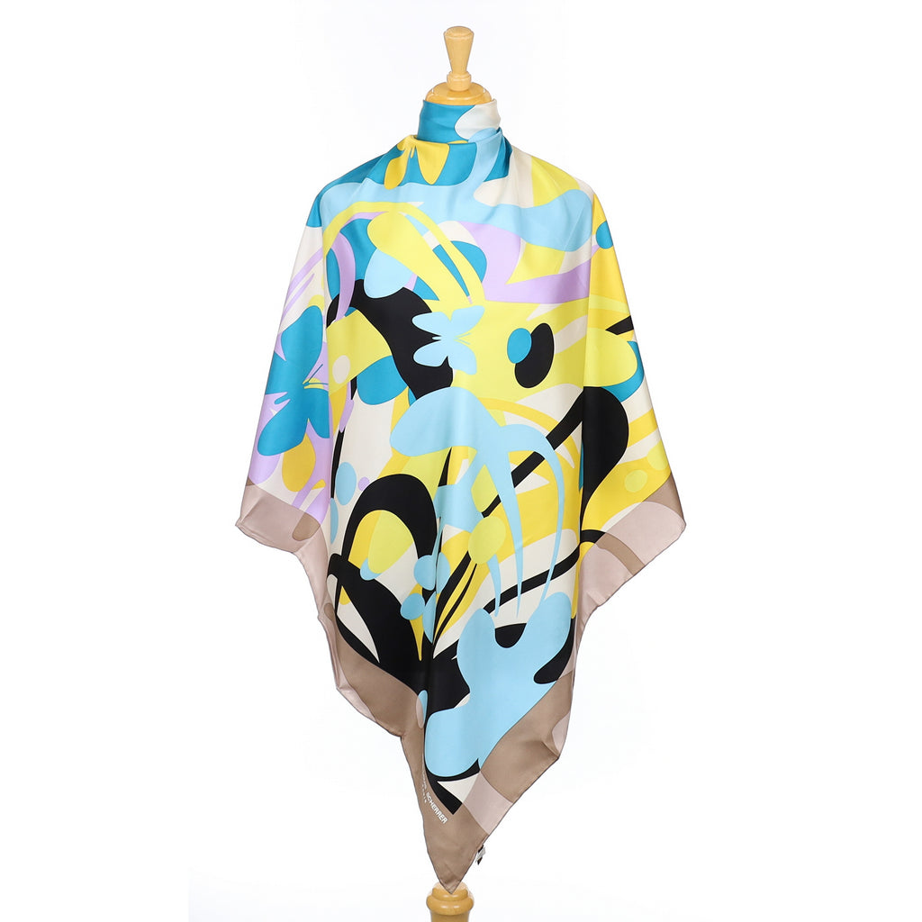 Brand New Jean Louis Scherrer Abstract Butterfly Silk Scarf