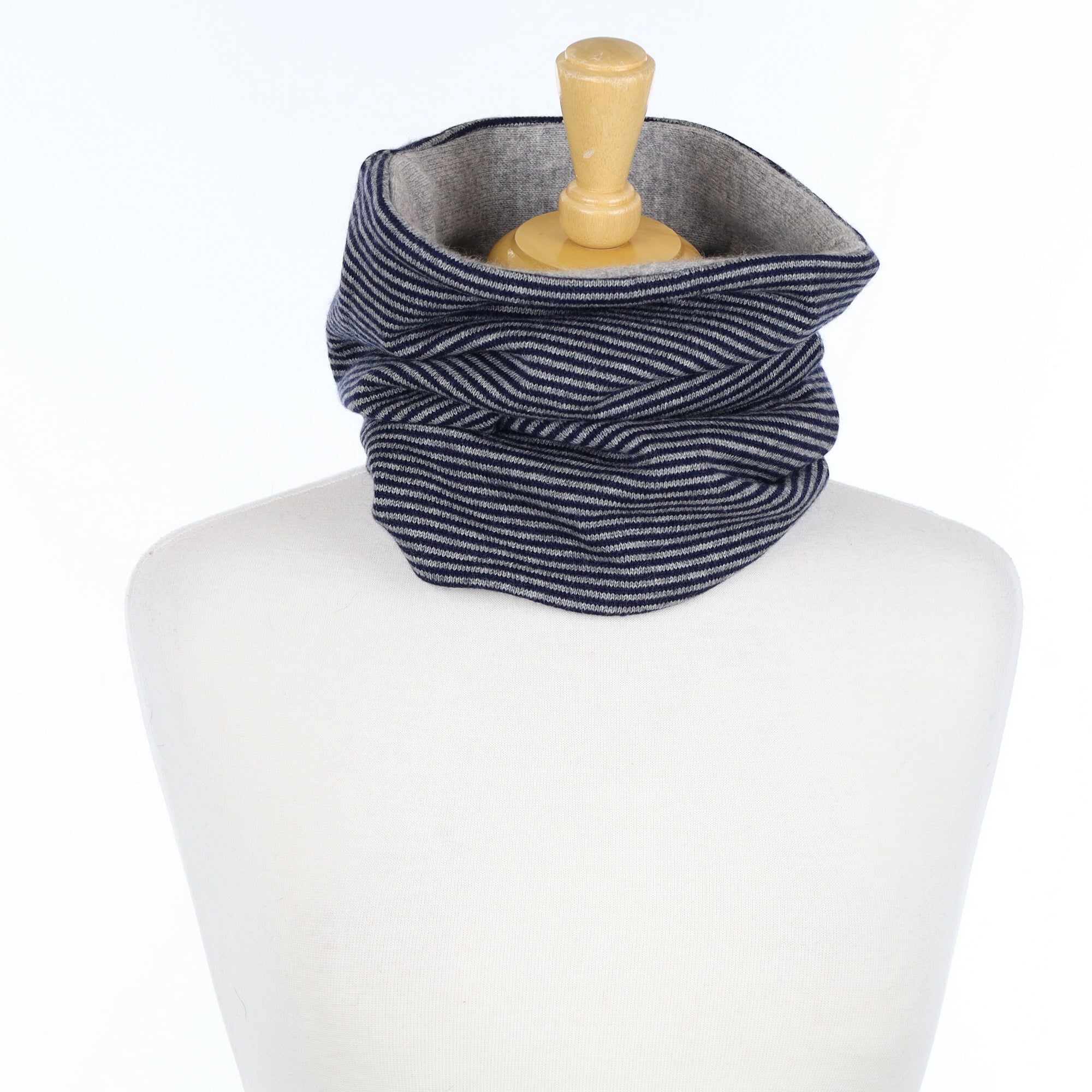 Navy and Smoke Grey Luxury Double Layered Snood