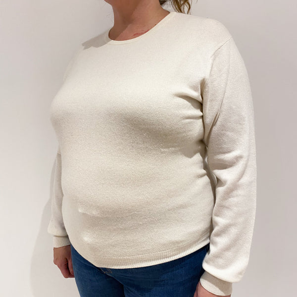 Winter White Cashmere Crew Neck Jumper Extra Large