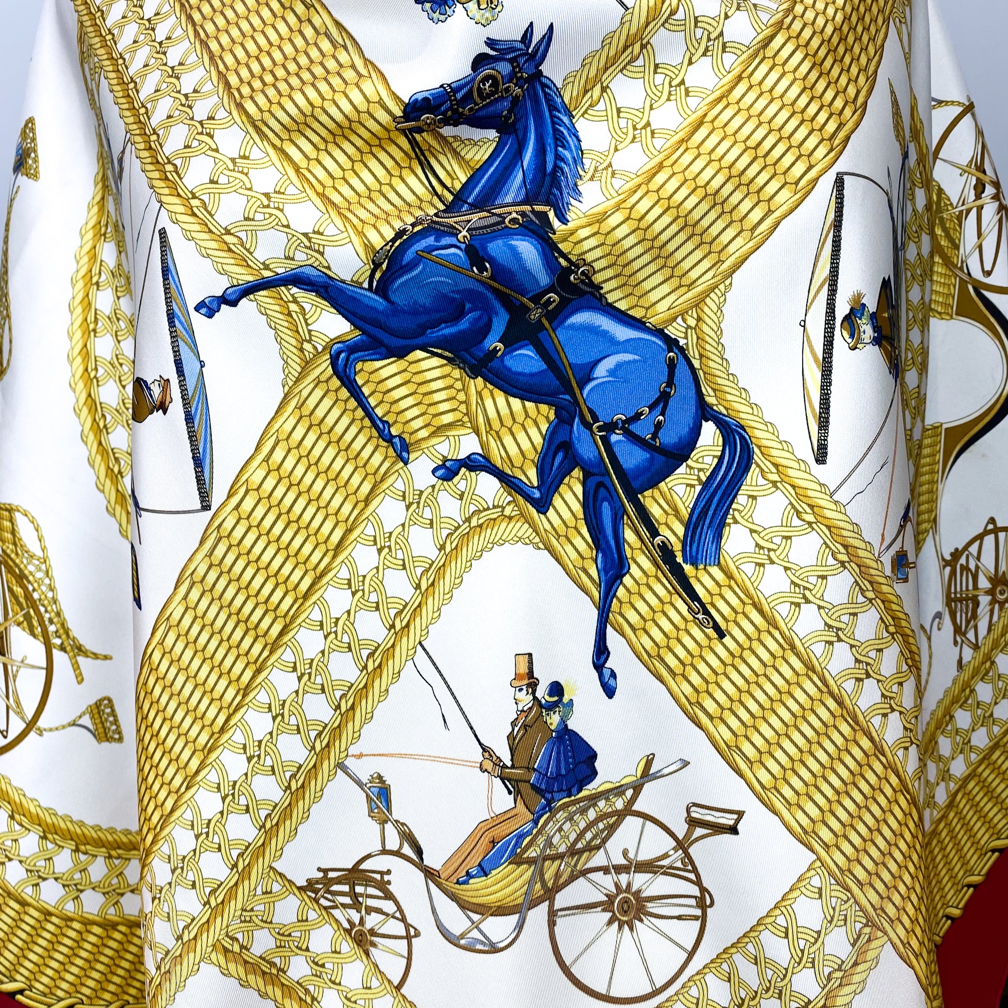Boxed Hermes Voitures Paniers Designer Silk Scarf