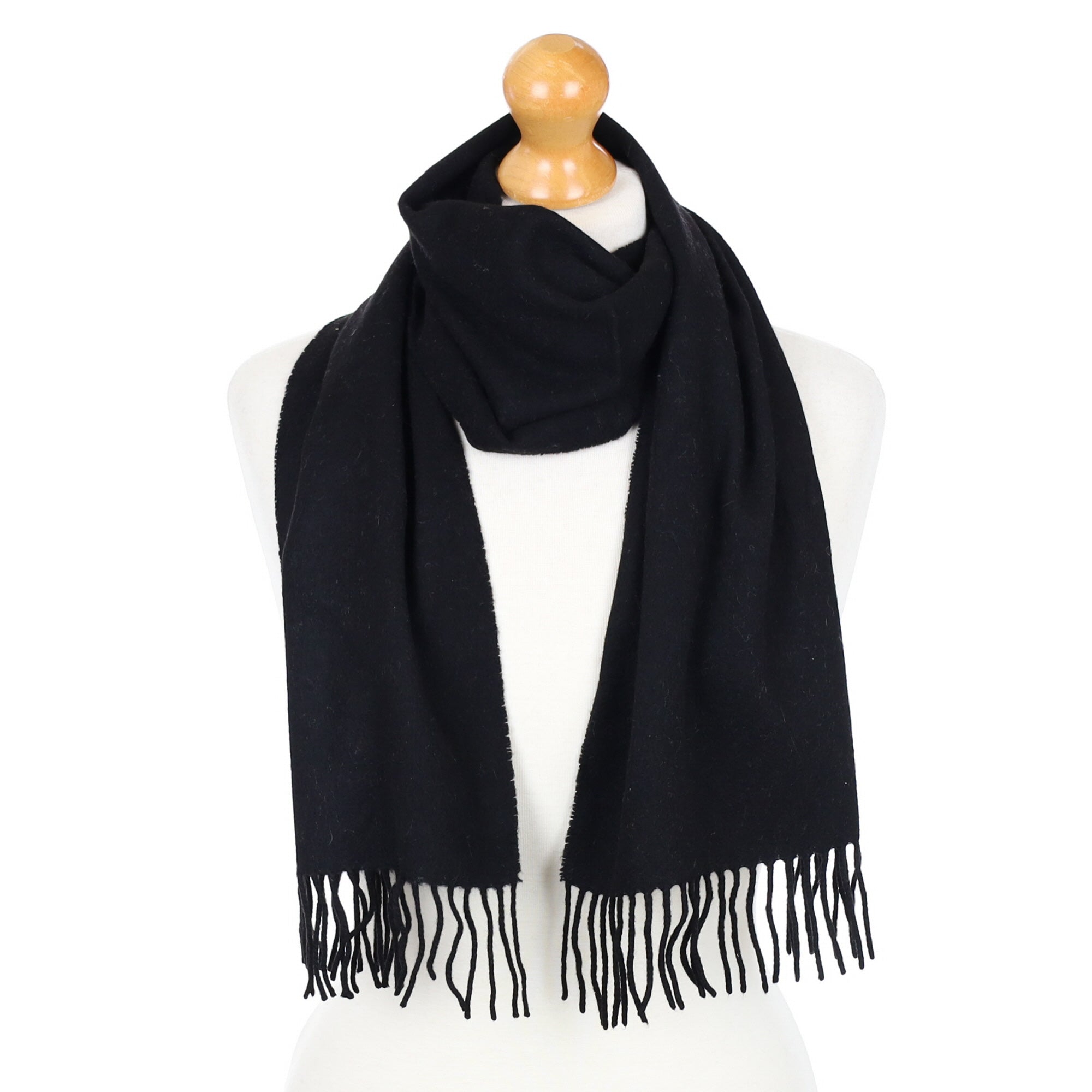 Black Fringed Cashmere Woven Scarf