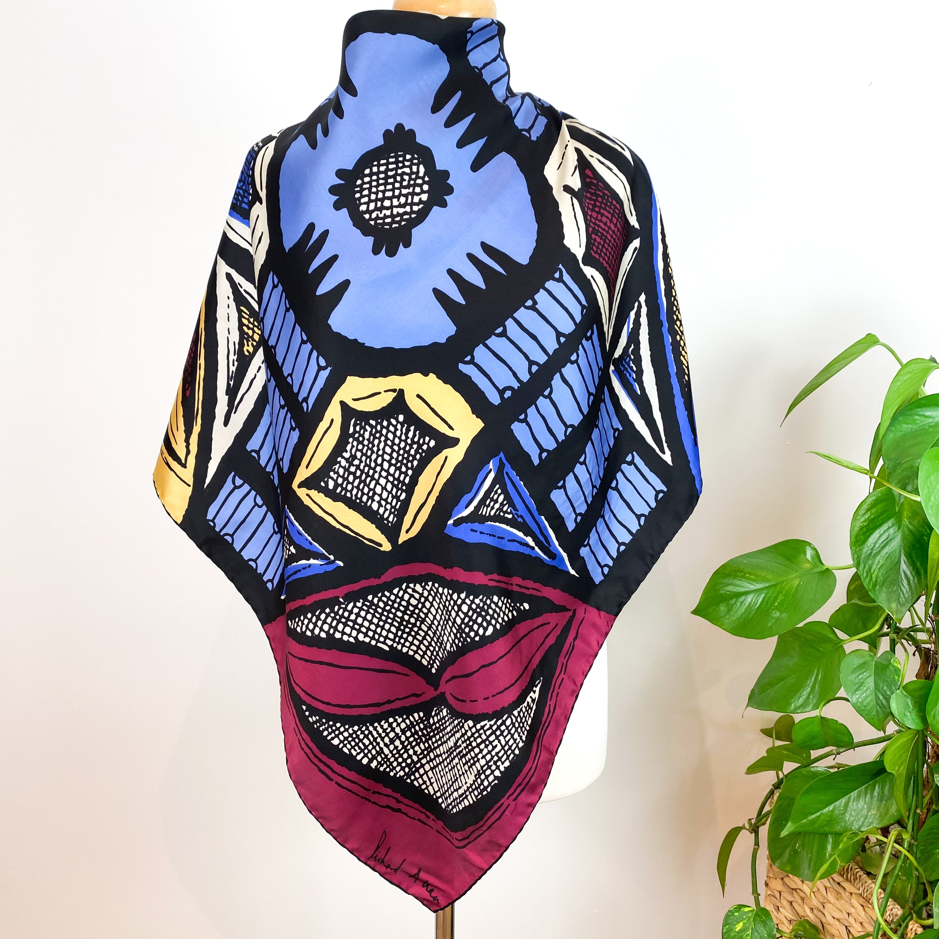 Large Richard Allan Abstract Silk Scarf