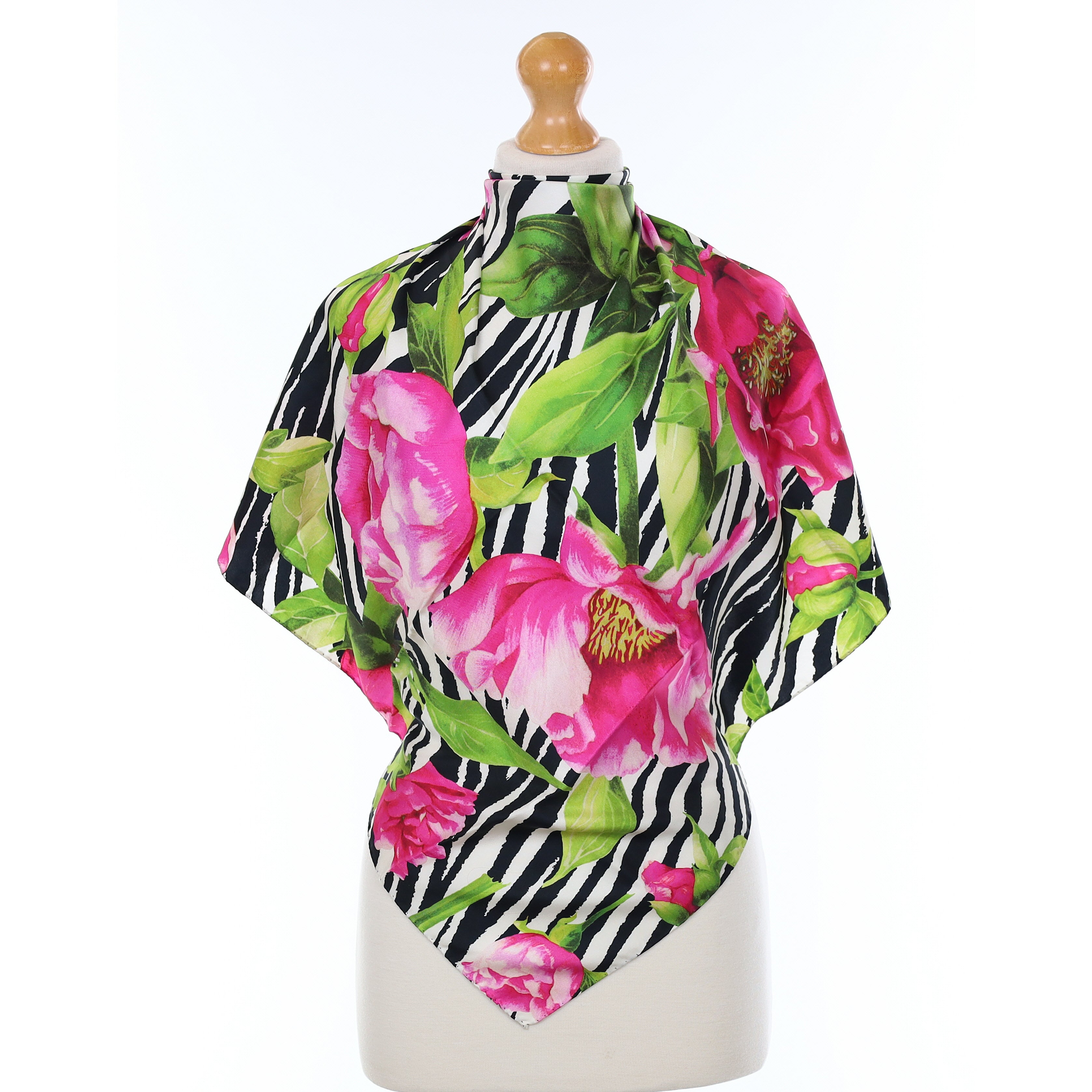 Clelia & Romy Pink Floral Silk Scarf