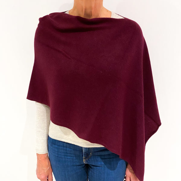 Mulberry Purple Cashmere Poncho One Size