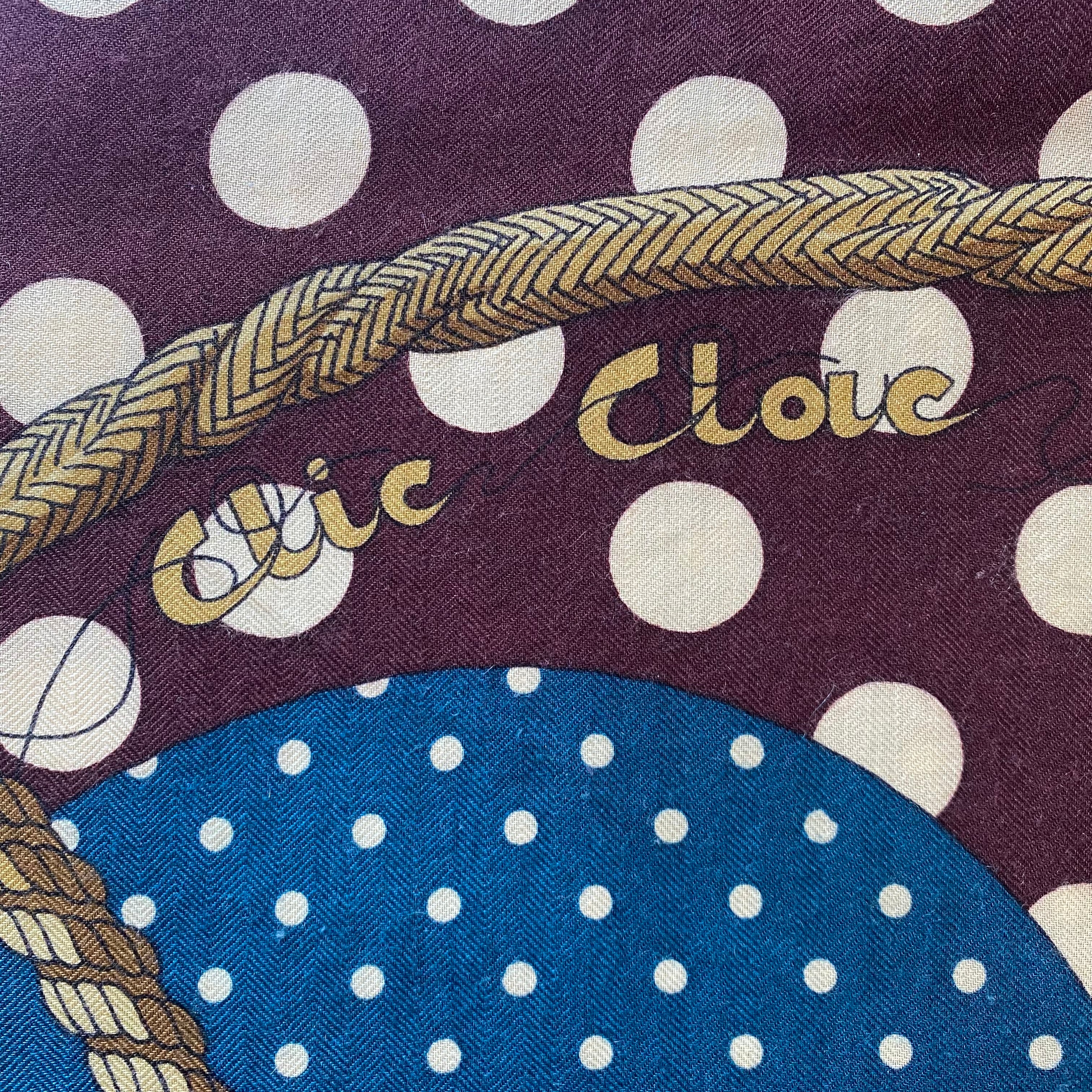 Boxed Hermès Clic-Clac À Pois Silk & 140 Cashmere Shawl Quite Rare