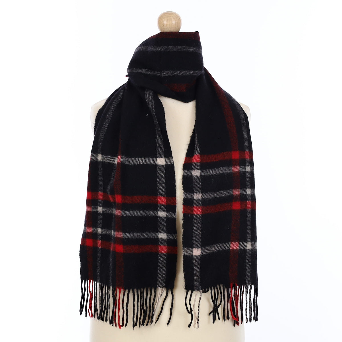 Black and Red Plaid Cashmere Woven Scarf