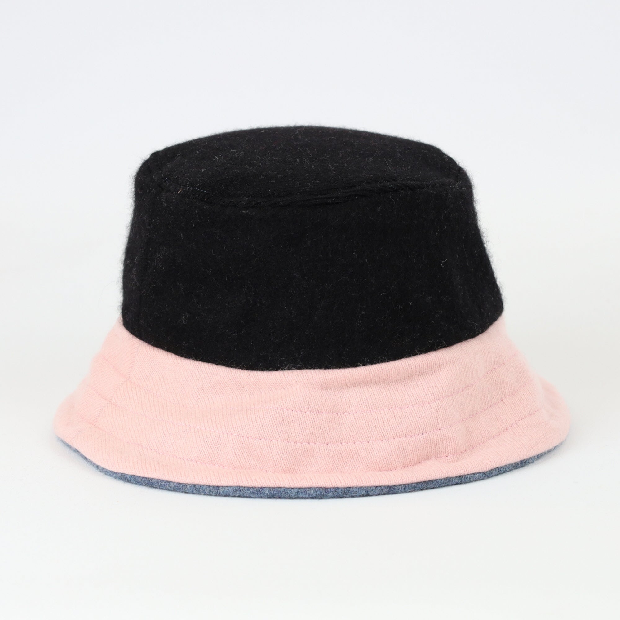Deep Denim Blue Reversible Cashmere Bucket Hat Large