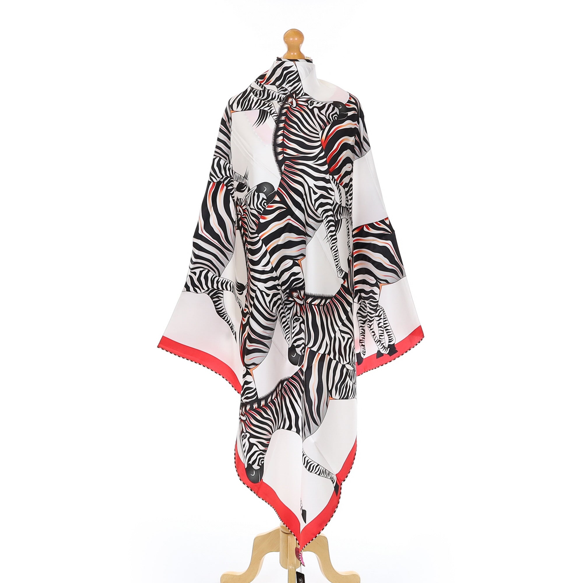 Brand New Bellezza Red & Pink Zebra Double Faced Silk Scarf Extra Large