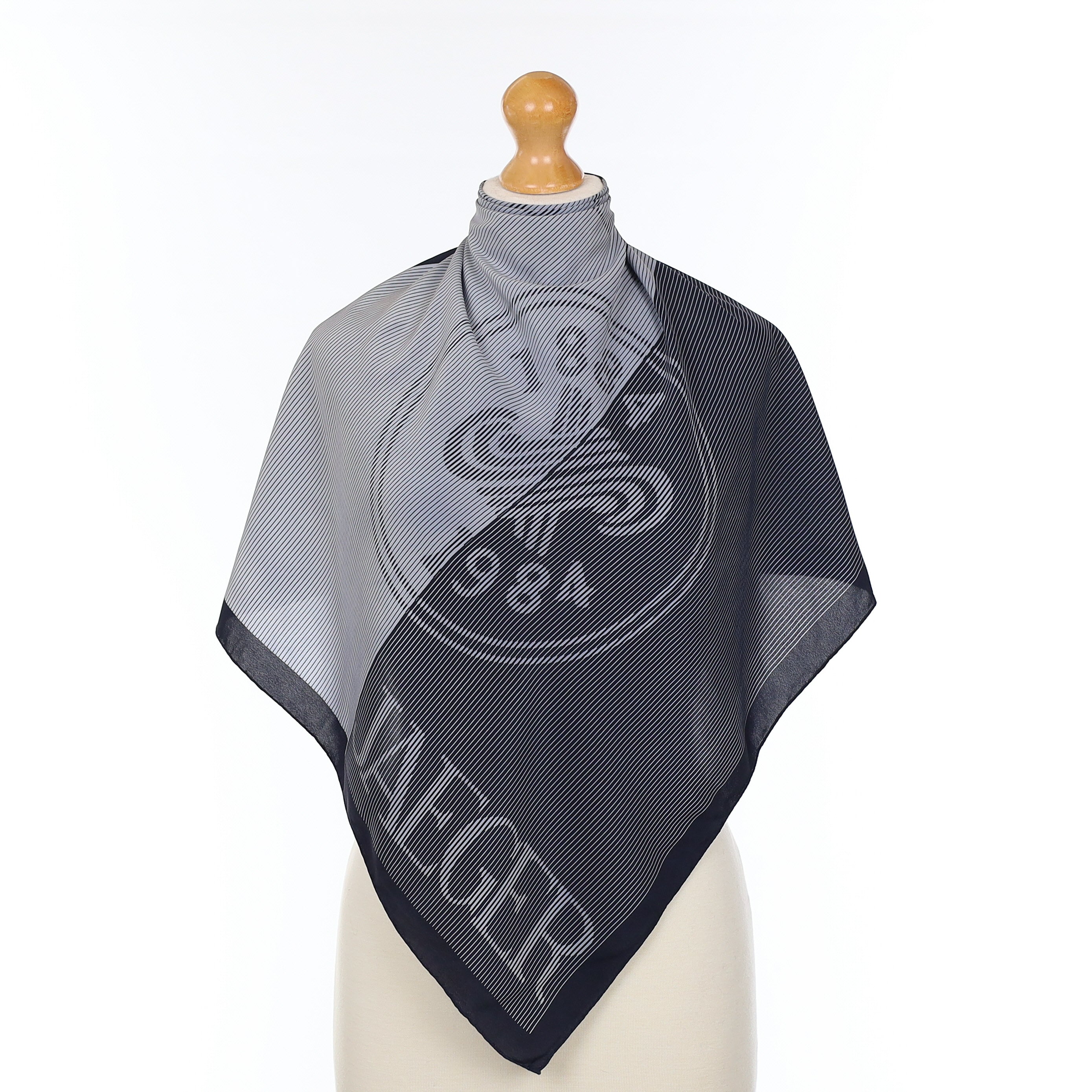 Jaeger Monochrome Striped Silk Scarf