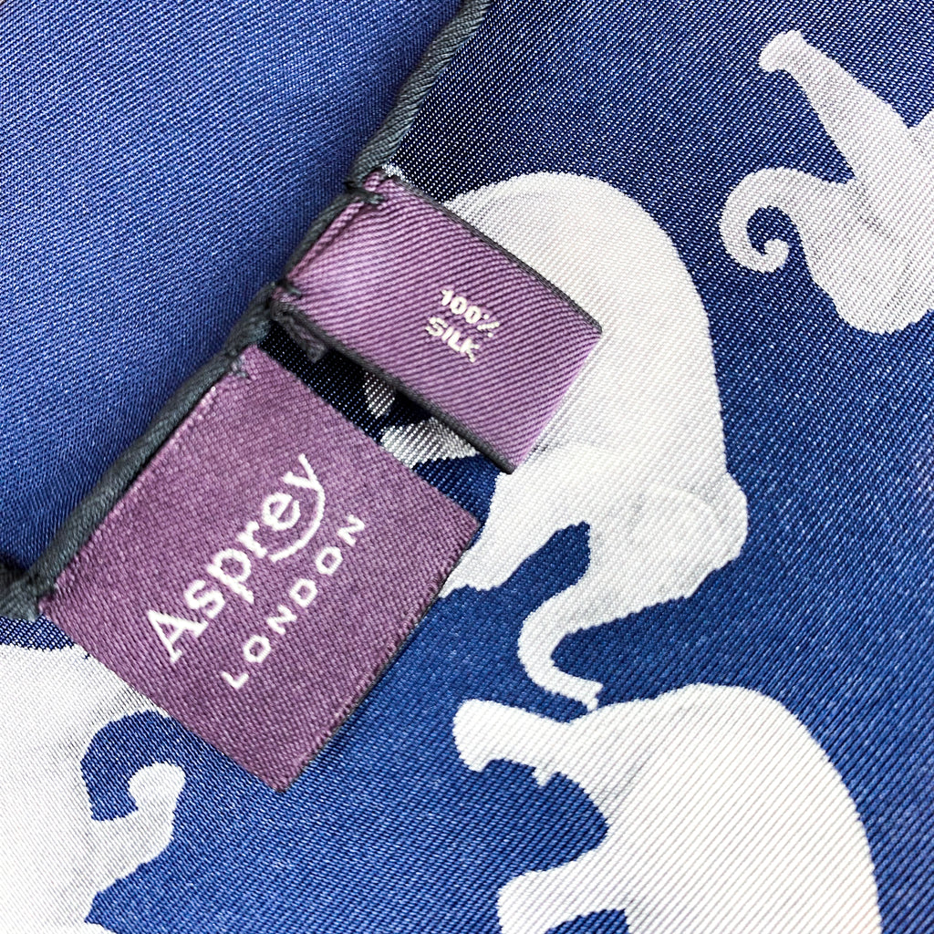Brand New Boxed Asprey Elephants Designer Silk Scarf