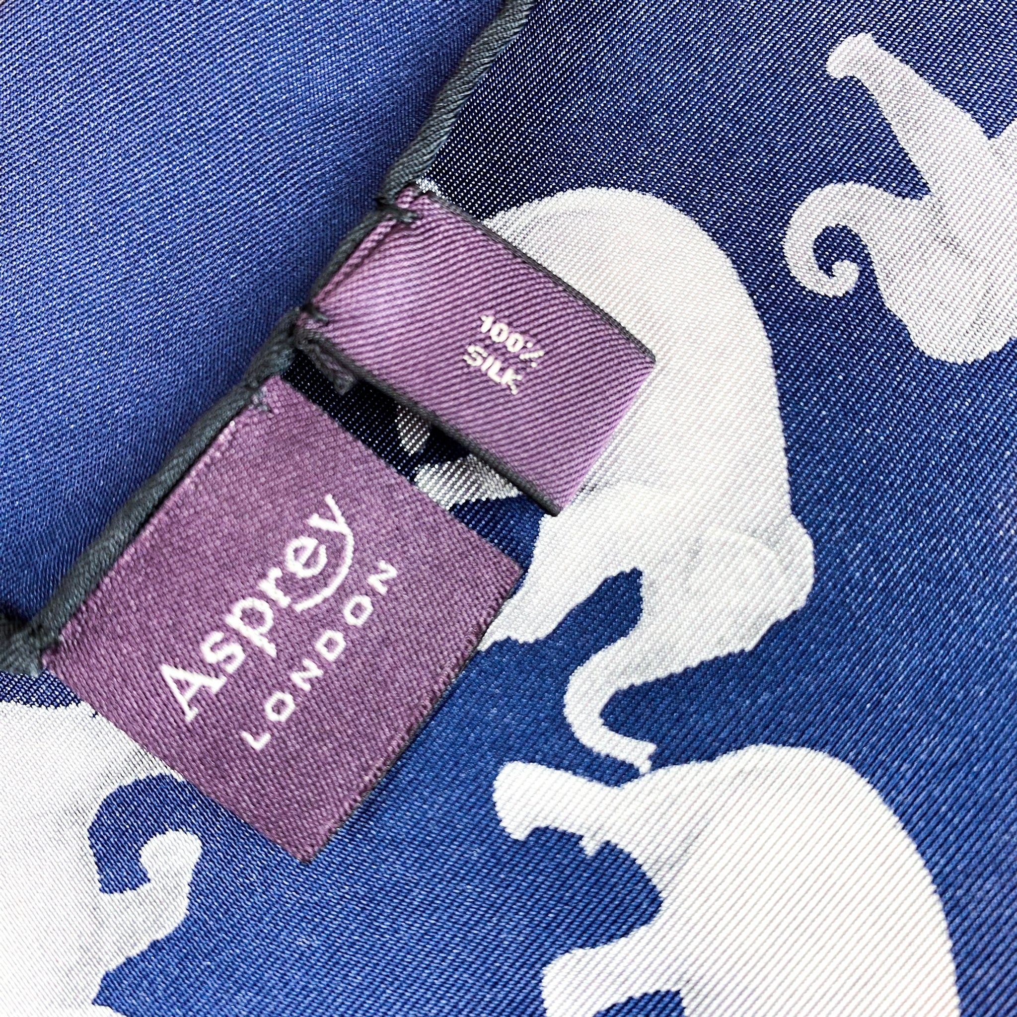 Brand New Boxed Asprey Elephants Designer Silk Scarf