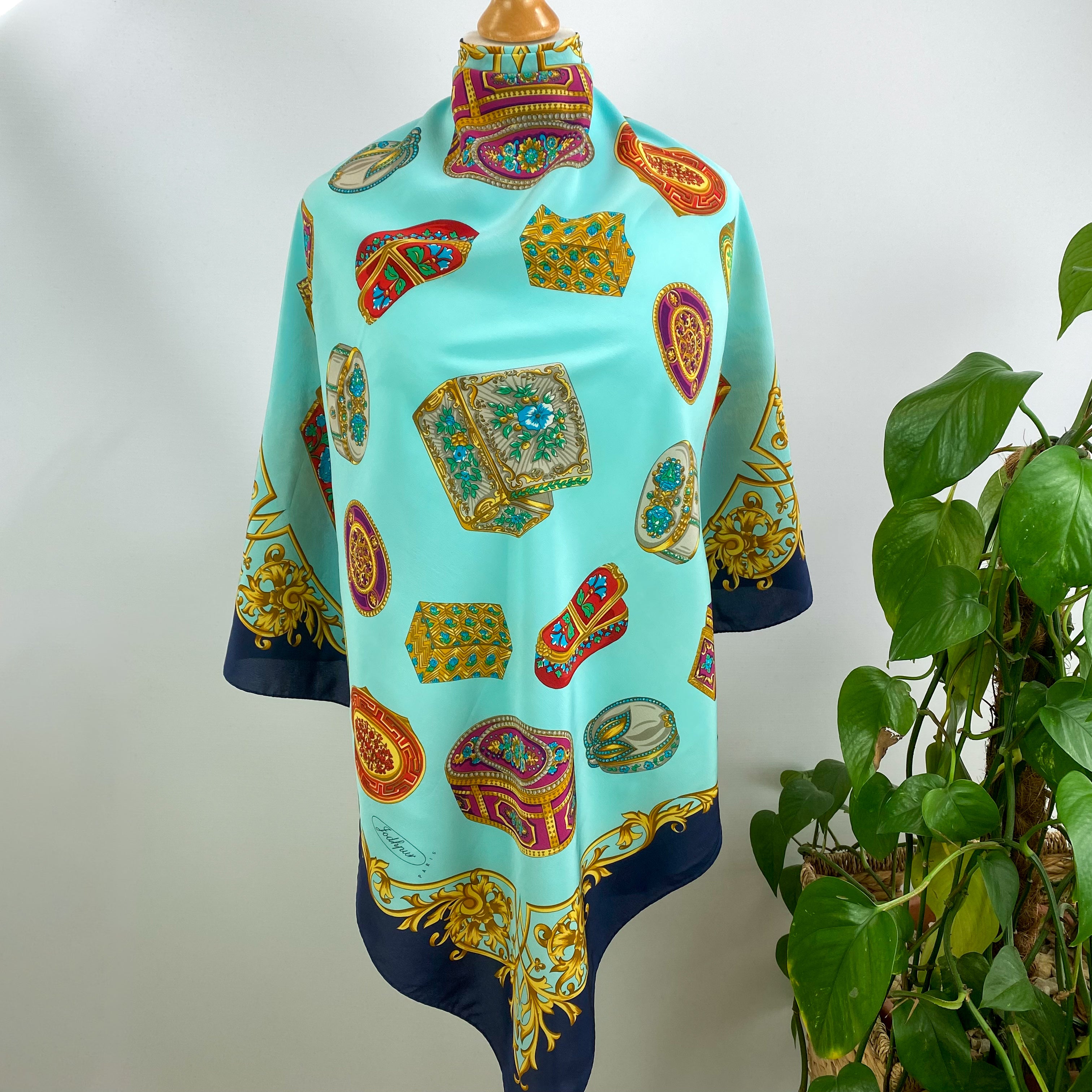 French Boxes Design Silk Scarf