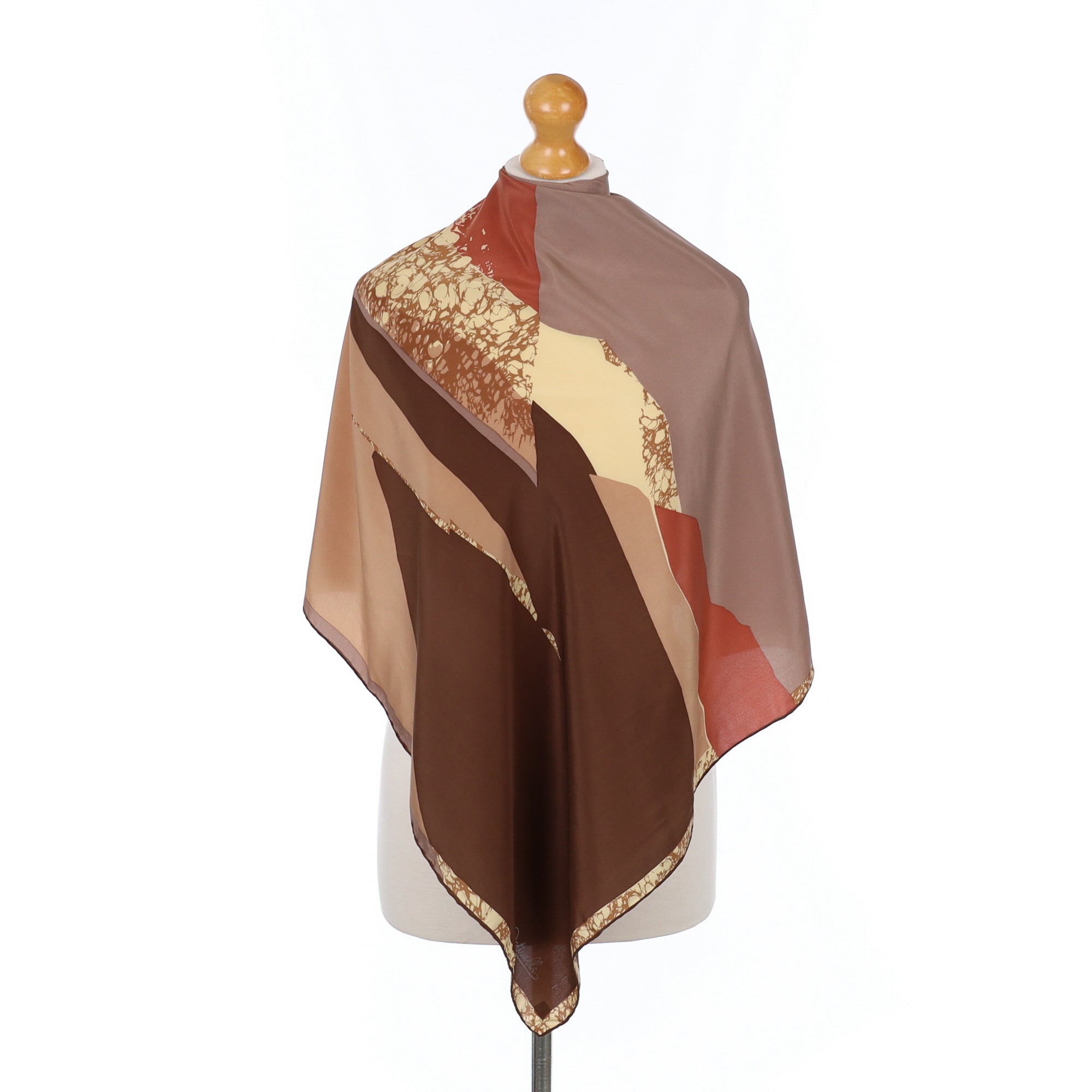 Ostinelli Abstract Brown Vintage Silk Scarf