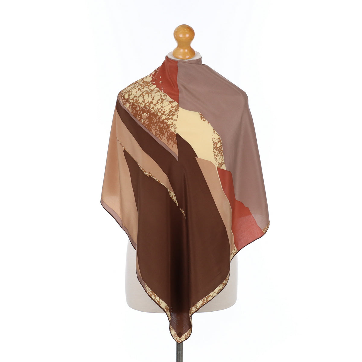 Ostinelli Abstract Brown Vintage Silk Scarf