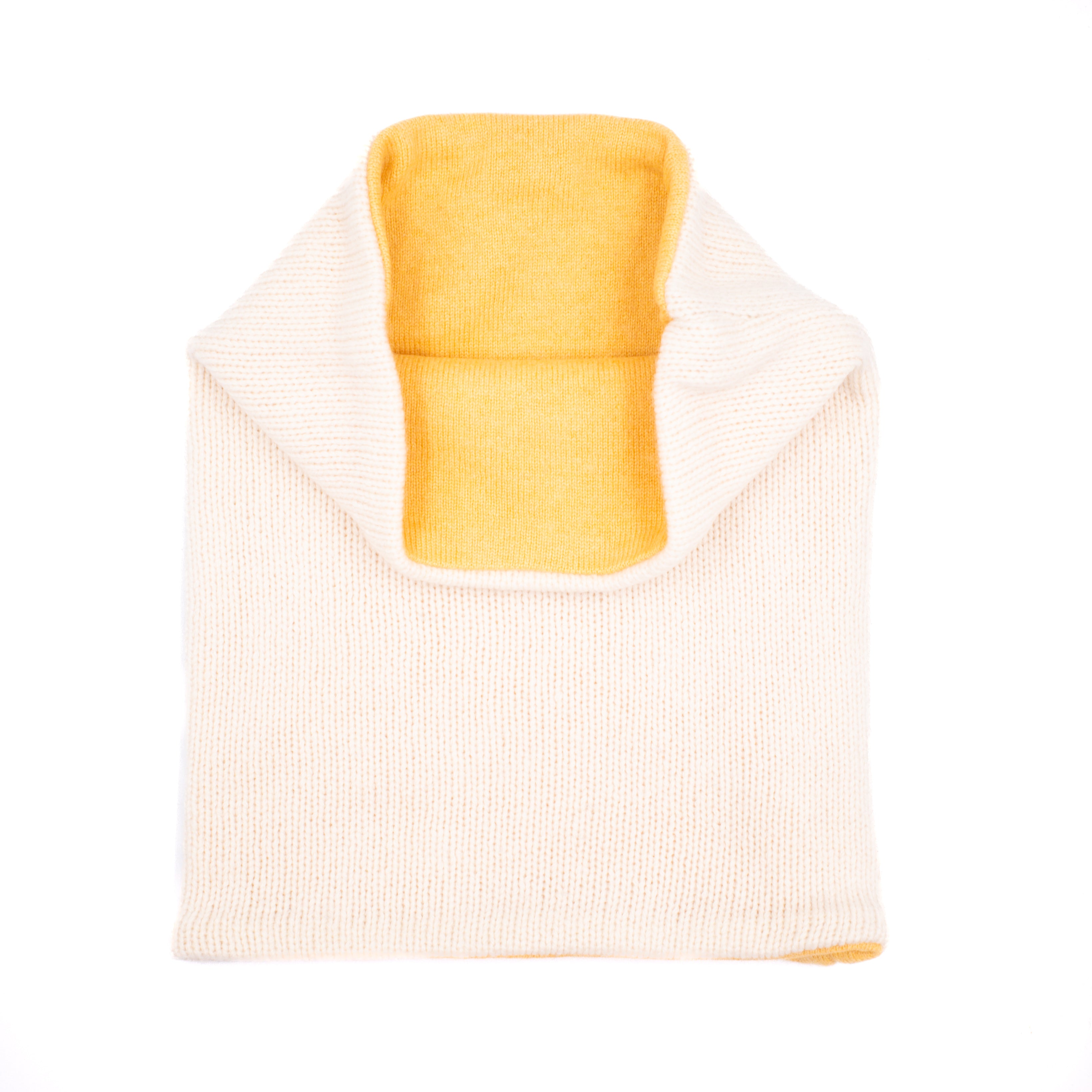 Cream Chunky Knit and Sunflower Yellow Luxury Double Layered Snood
