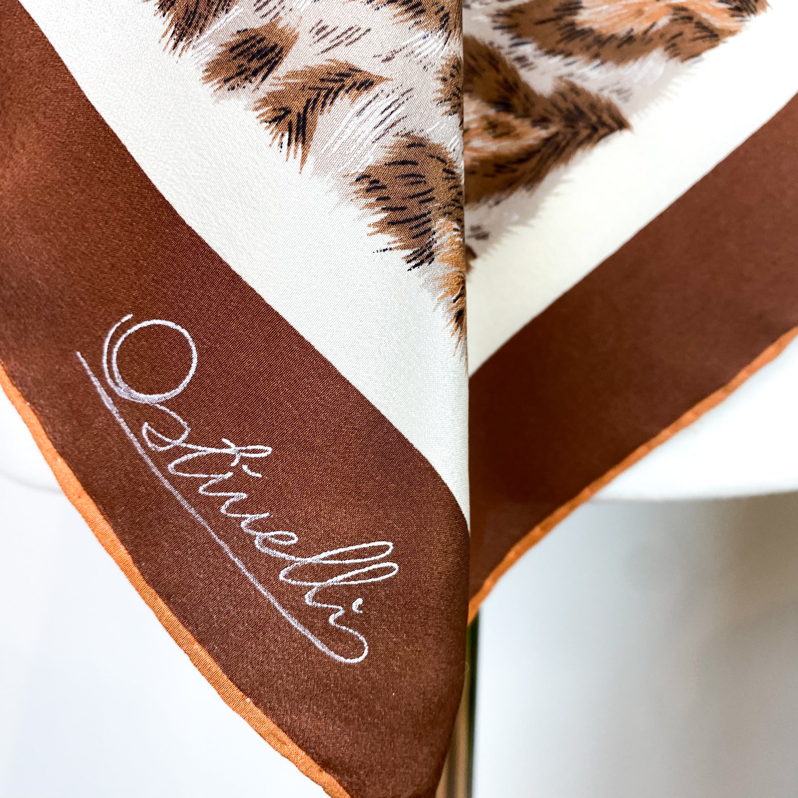 1970s Unworn Ostinelli Italian Vintage Silk Scarf