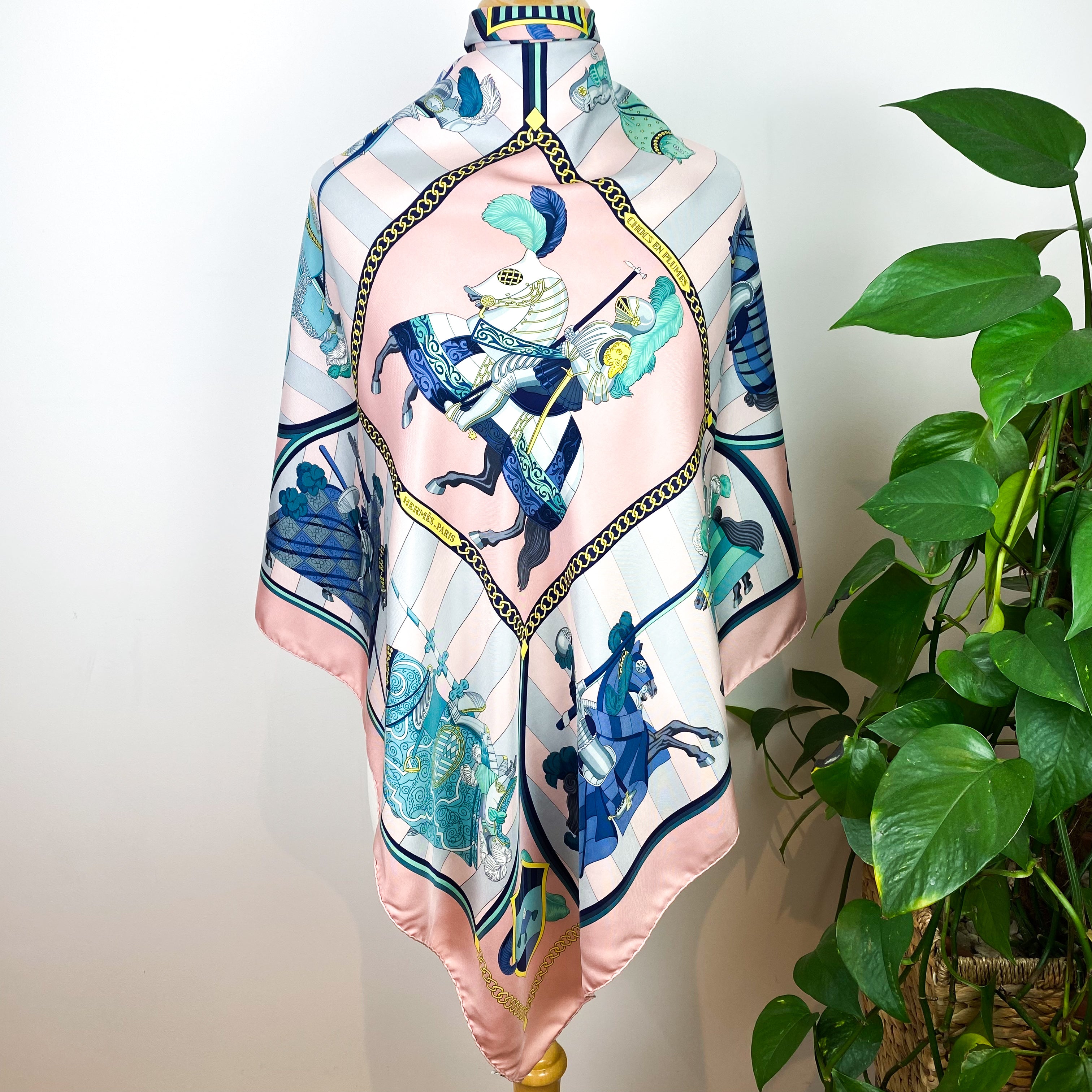 Boxed Hermes Chocs en Plumes Vintage Silk Scarf