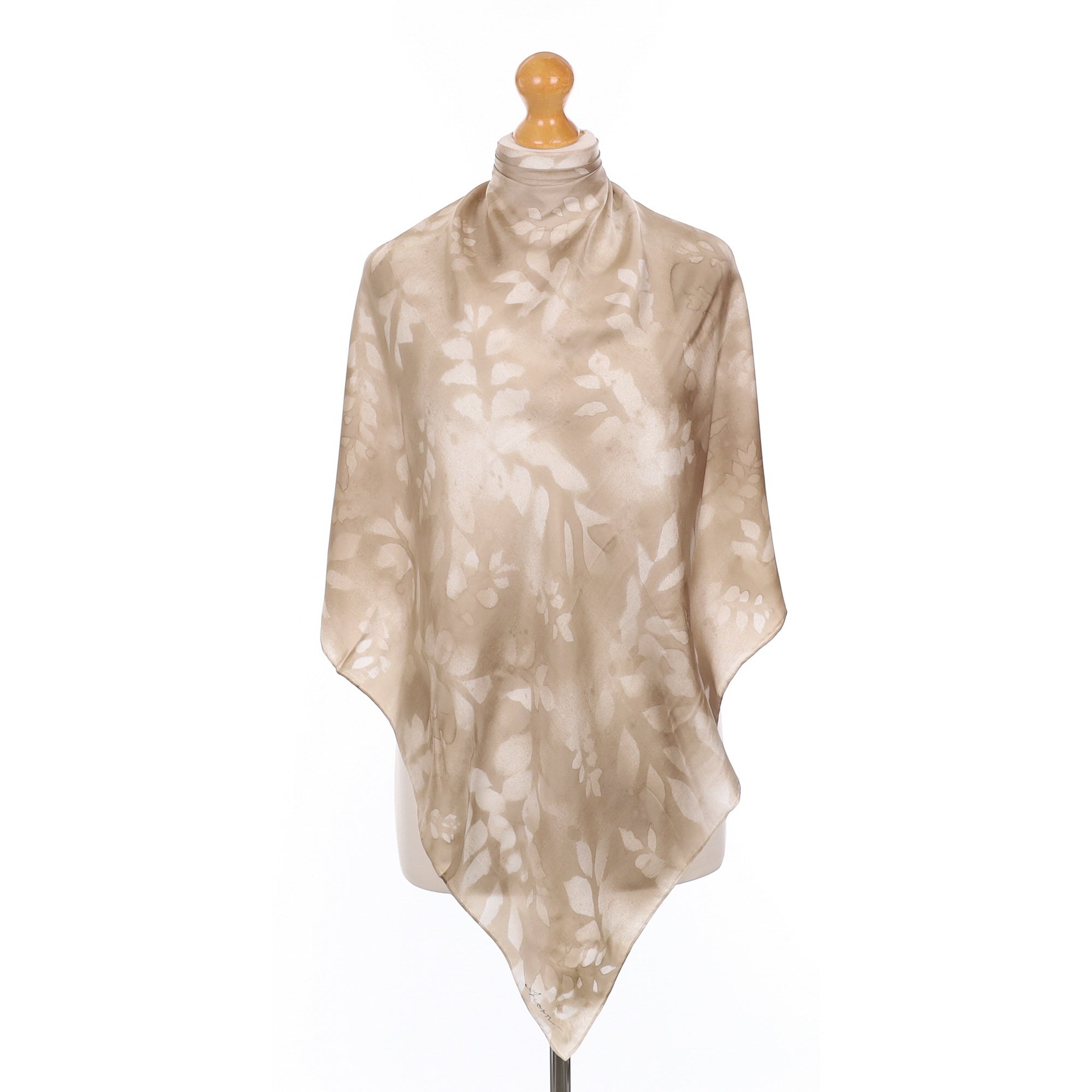 Mink Foilate Design Silk Scarf