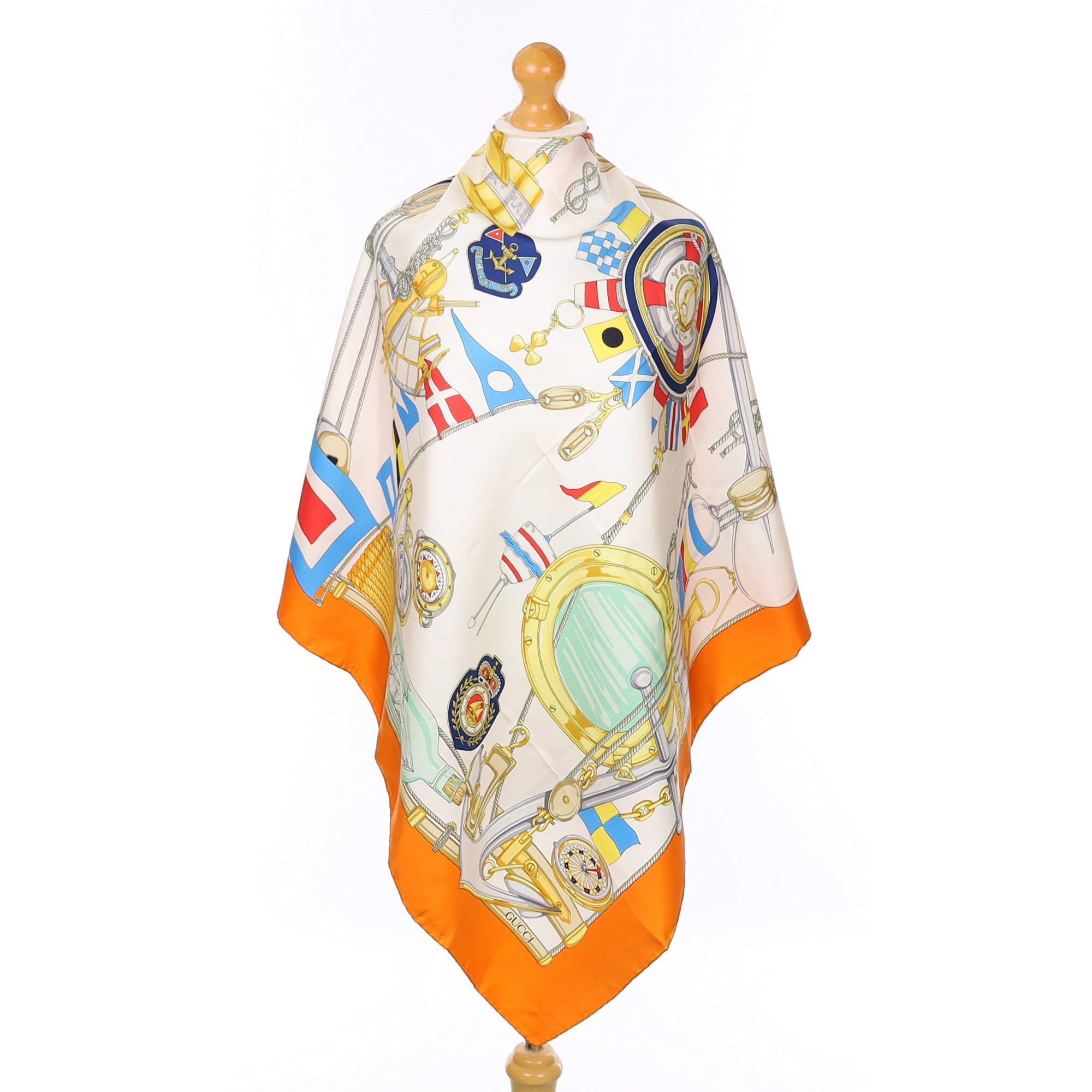 Brand New Gucci Maritime Themed Vintage Silk Scarf