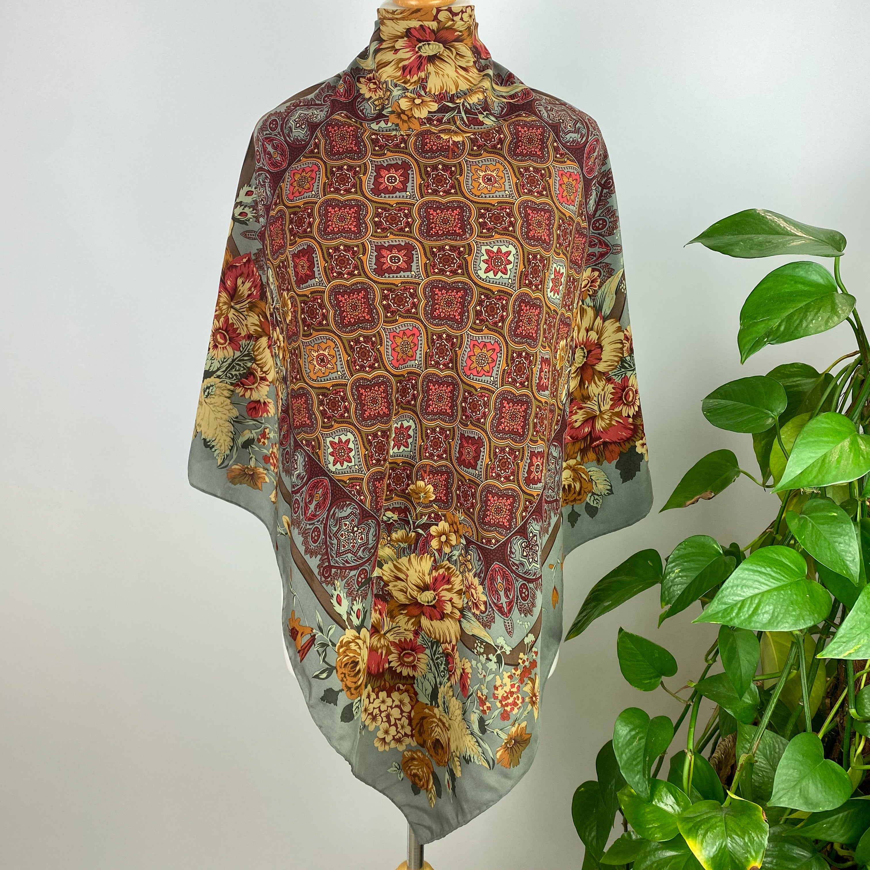 Autumnal Coloured Vintage Silk Scarf
