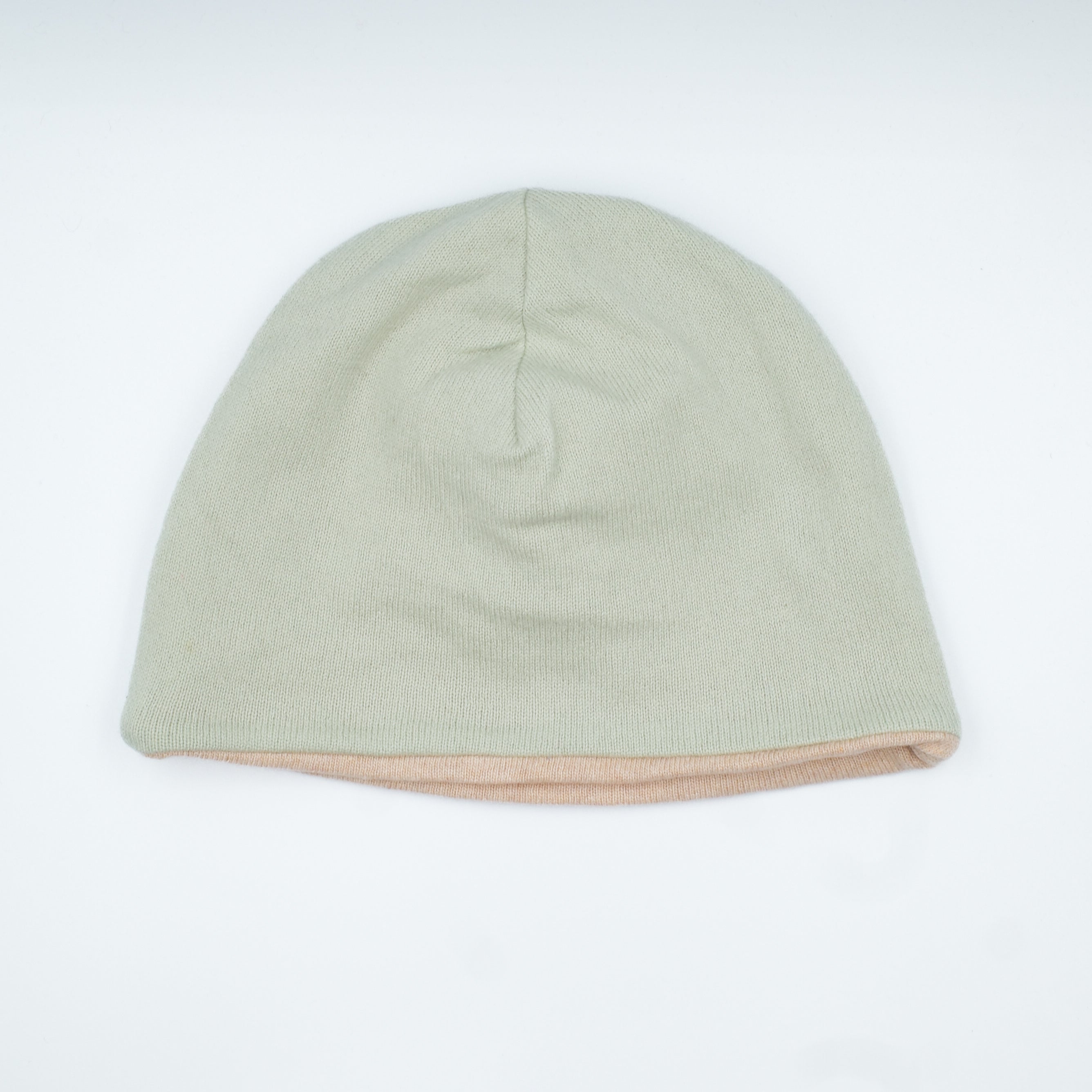 Pistachio Green and Shell Pink Cashmere Beanie Hat