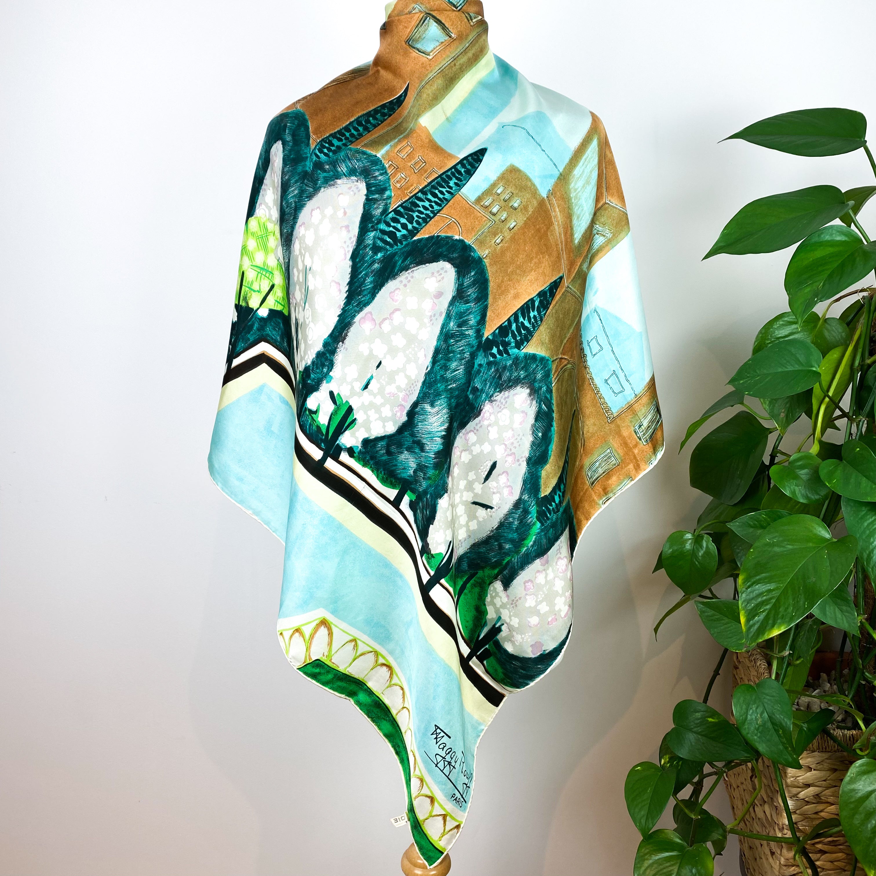 1960s Maggy Rouff French Vintage Silk Scarf