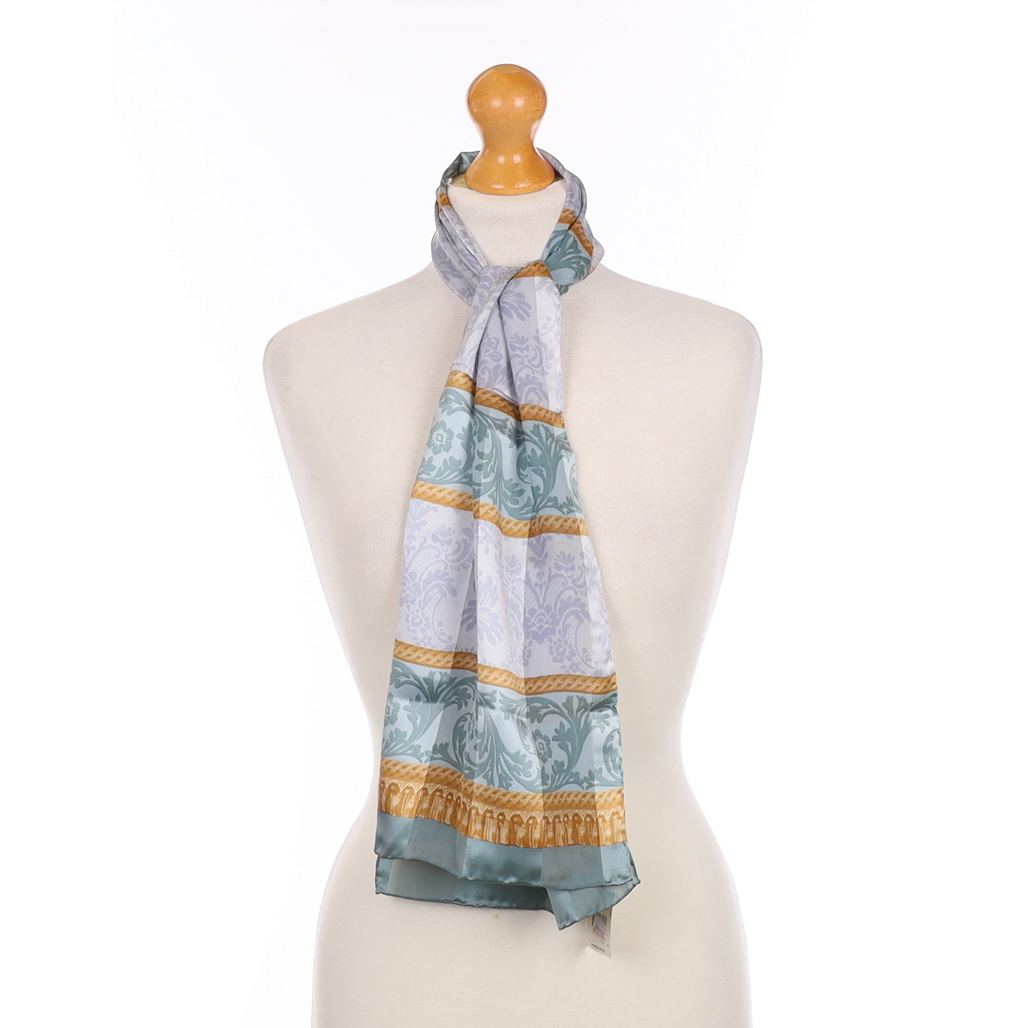 Liz Claiborne Dusky Green Patterned Silk Scarf
