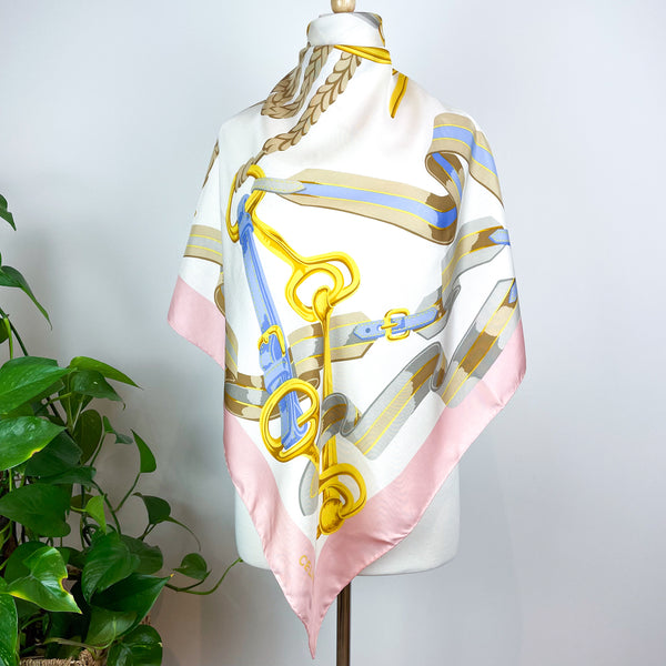 Immaculate Celine Paris Equestrian Designer Silk Scarf