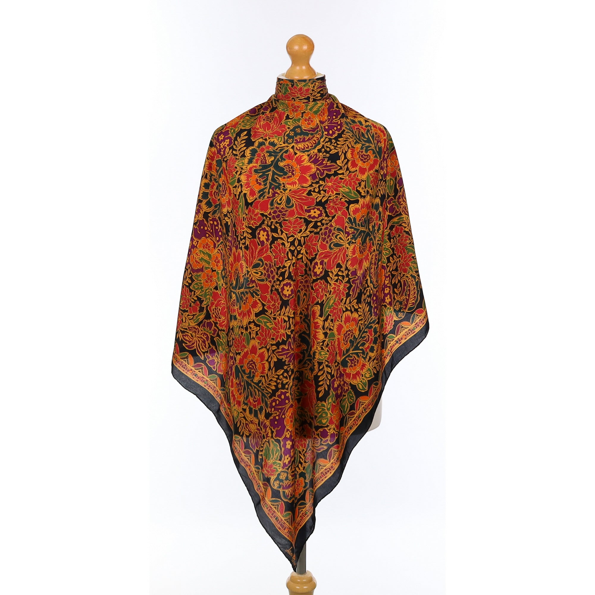 Jane Shilton Black Floral Silk Scarf
